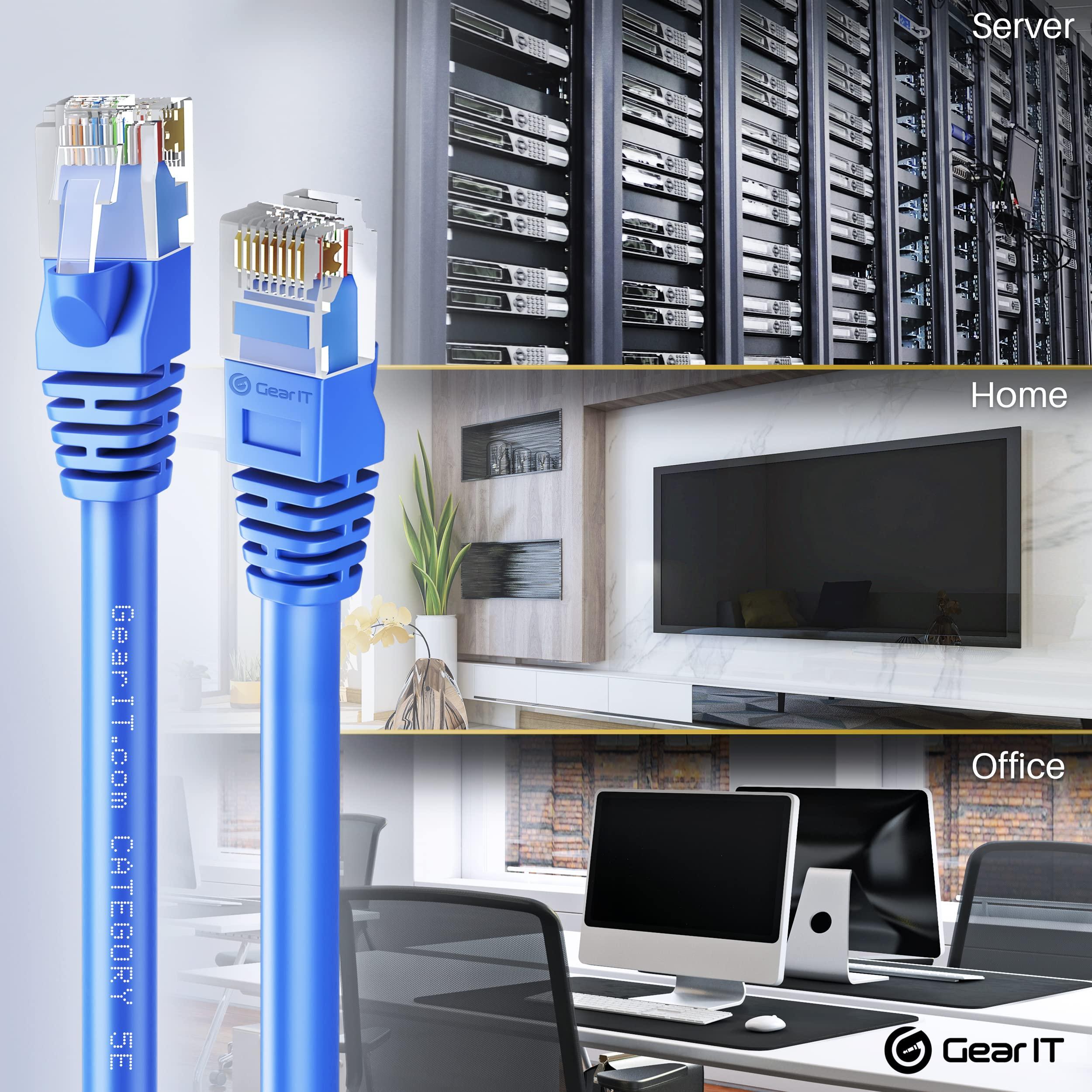 GEARit GearIT 5-Pack, Cat5e Ethernet Patch Cable 20 Feet - Snagless RJ45 Computer LAN Network Cord, Blue - Compatible with 5 Port Switch POE 5port Gigabit