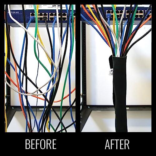 Klein Tools Klein Tools 450-320 Cable Management Sleeve, Cord Management for Home, Office or Job, 1-1/4-Inch Max Diameter, 3-Foot Length, Black, 2-Pack