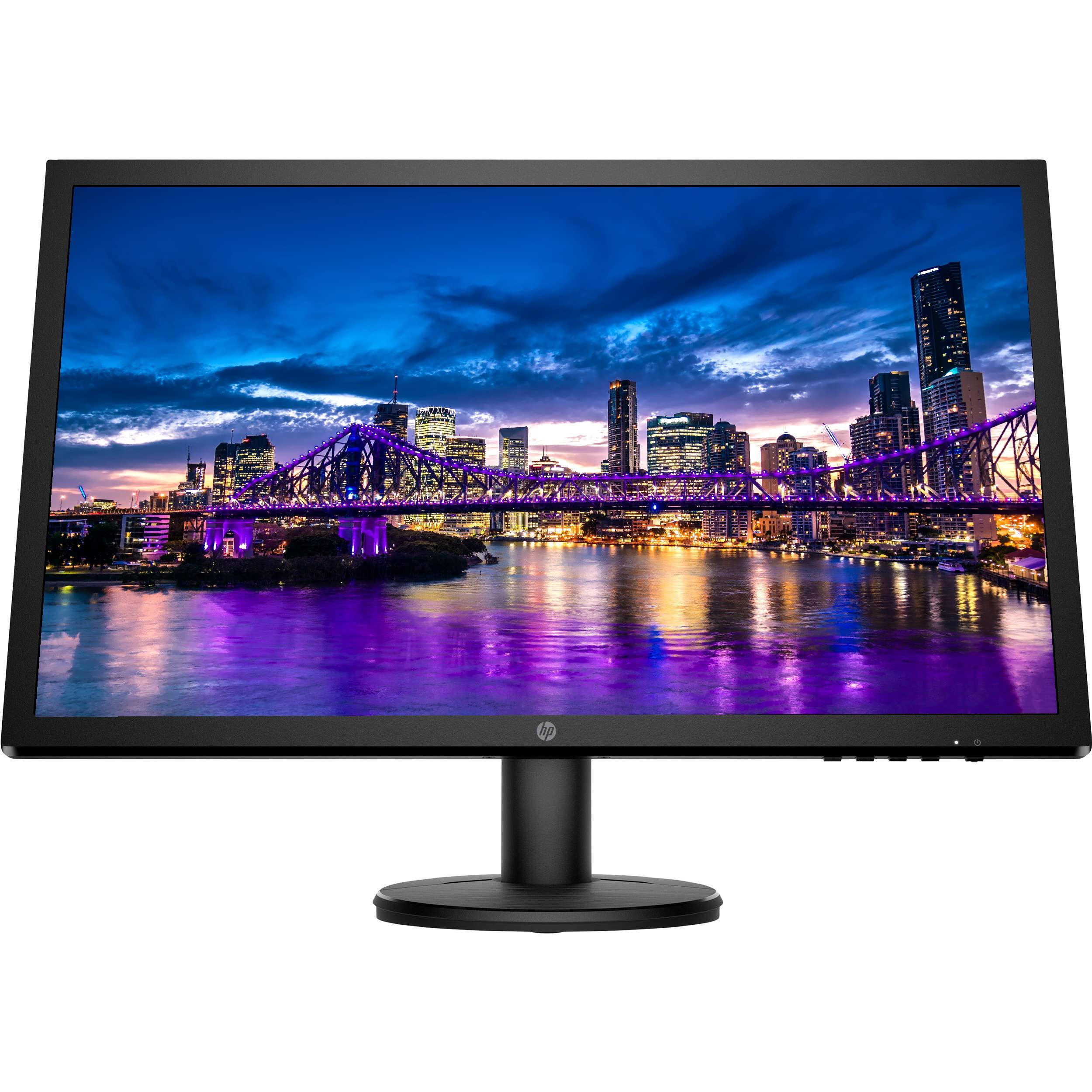 HP HP V24 24 inch TN Full HD 1920 x 1080 LED Backlit LCD Monitor 2-Pack Bundle with HDMI & VGA ports, FreeSync, 75Hz Refresh Rate, Low Blue Light, Desk Mount Clamp Dual Monitor Stand, & Mini Speaker