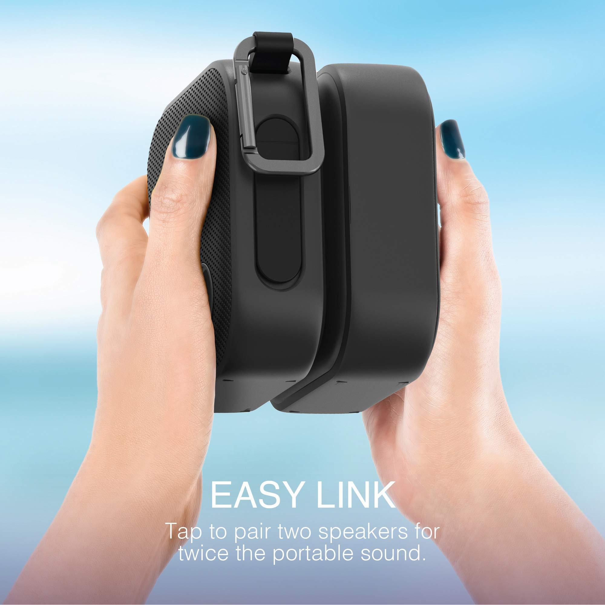 Brookstone Brookstone Bluetooth Speakers, IPX7 Waterproof Indoor and Outdoor Speaker, Portable Speakers, Computer Speakers for Desktop Monitors, Tap to Link Multiple Speakers, Carabiner Clip Included