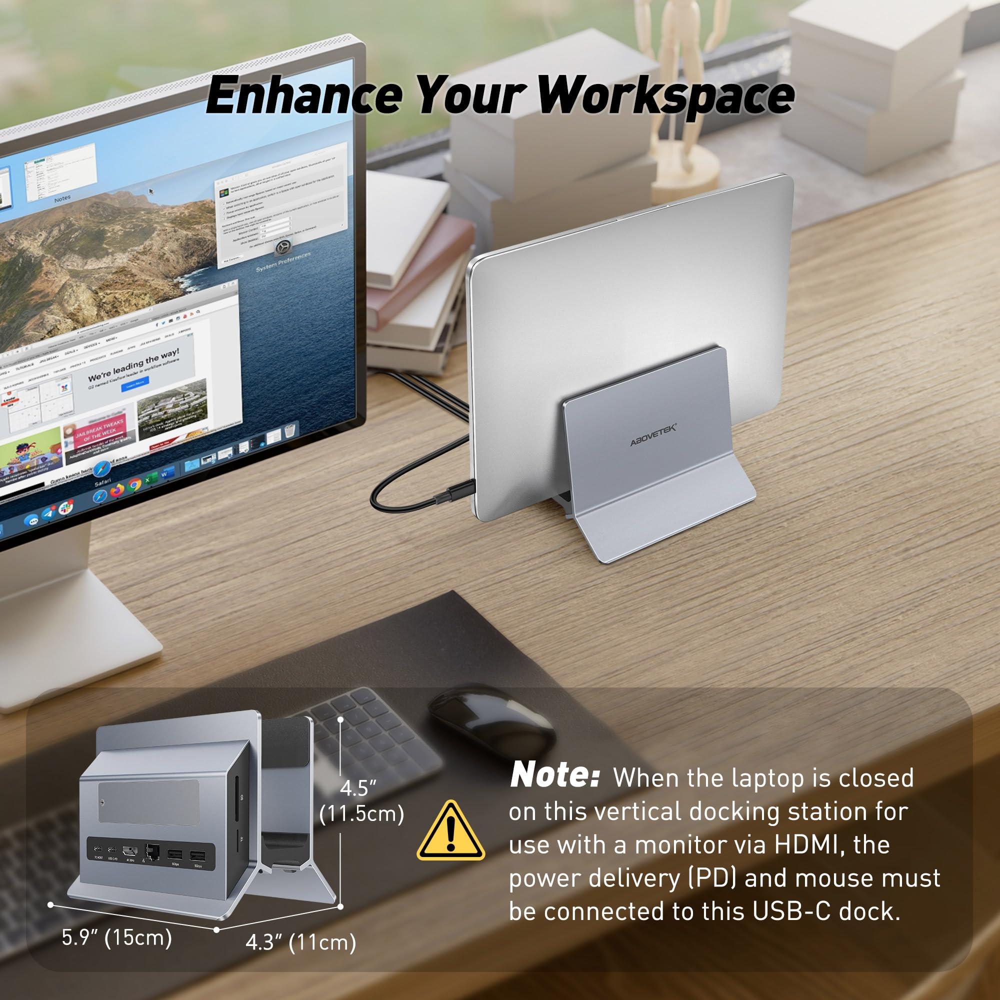 AboveTEK AboveTEK USB C Docking Station, MacBook Docking Station with M.2 SSD Expansion, USB C Dock with 4K HDMI for Mac Pro/Air, Universal Docking Station with 2 10Gbps USB C, 2 USB, PD3.0, Ethernet, SD/TF