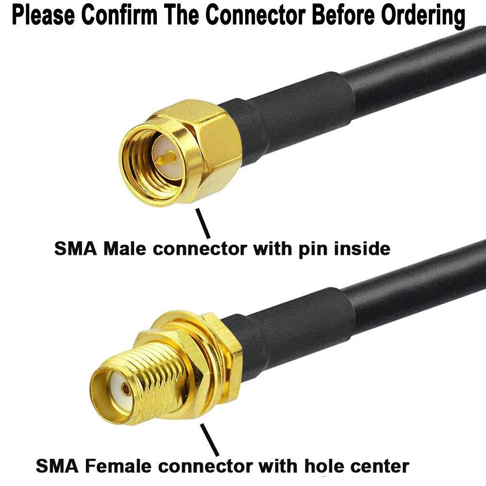 onelinkmore Low-Loss Coaxial Extension Cable 15-Meter(49.2 Ft) RG58 SMA Female to SMA Male WiFi Extension RF Connector and Two-Way Radio Applications Pure Copper Coax Cables 50 ohm RF Antenna Lead Extender