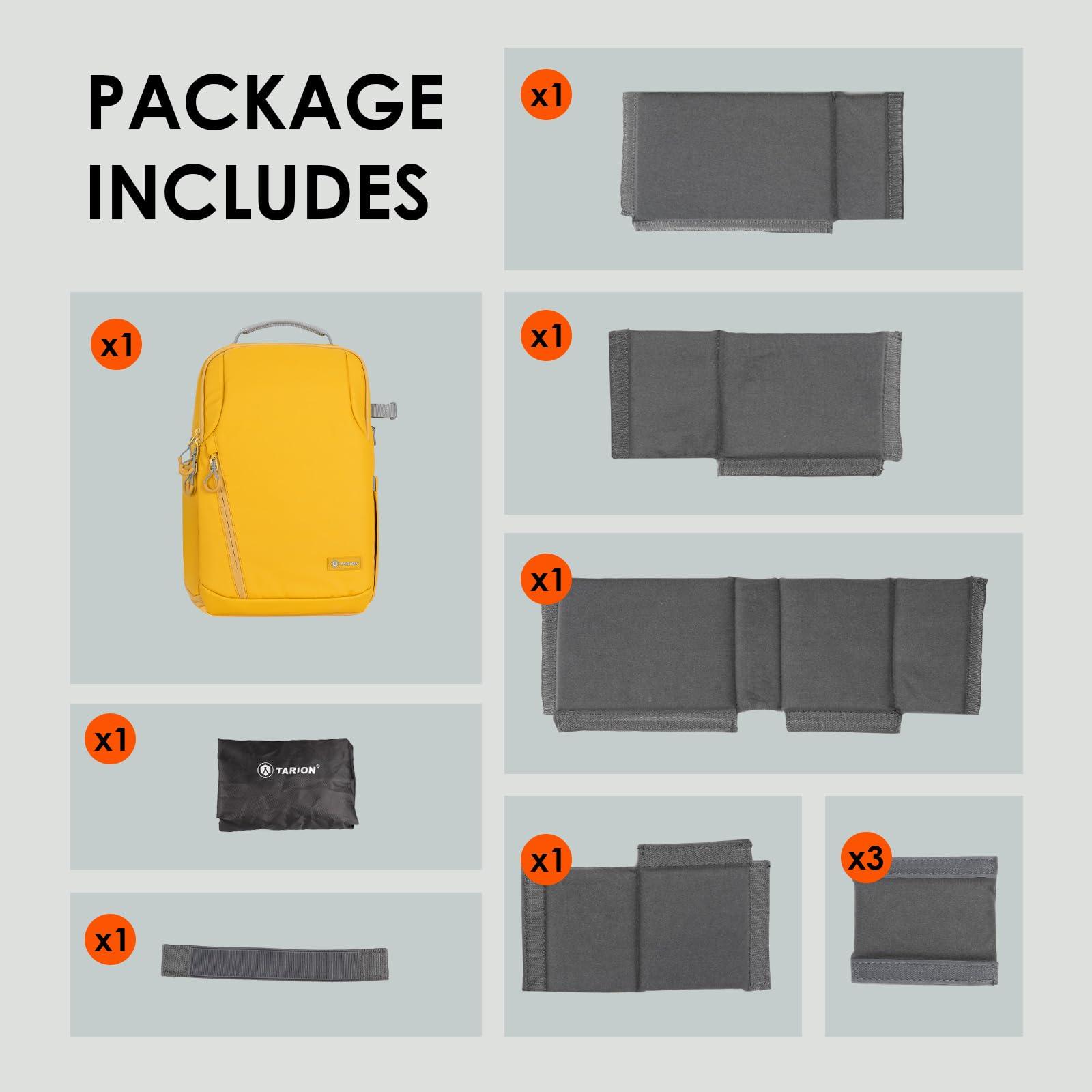 TARION TARION Camera Backpack Waterproof Bag - DSLR Camera Bag with 14in Laptop Compartment Rain Cover, Professional Travel Photography Backpack for Photographers, SLR, Camera Lens, TR-L, Yellow