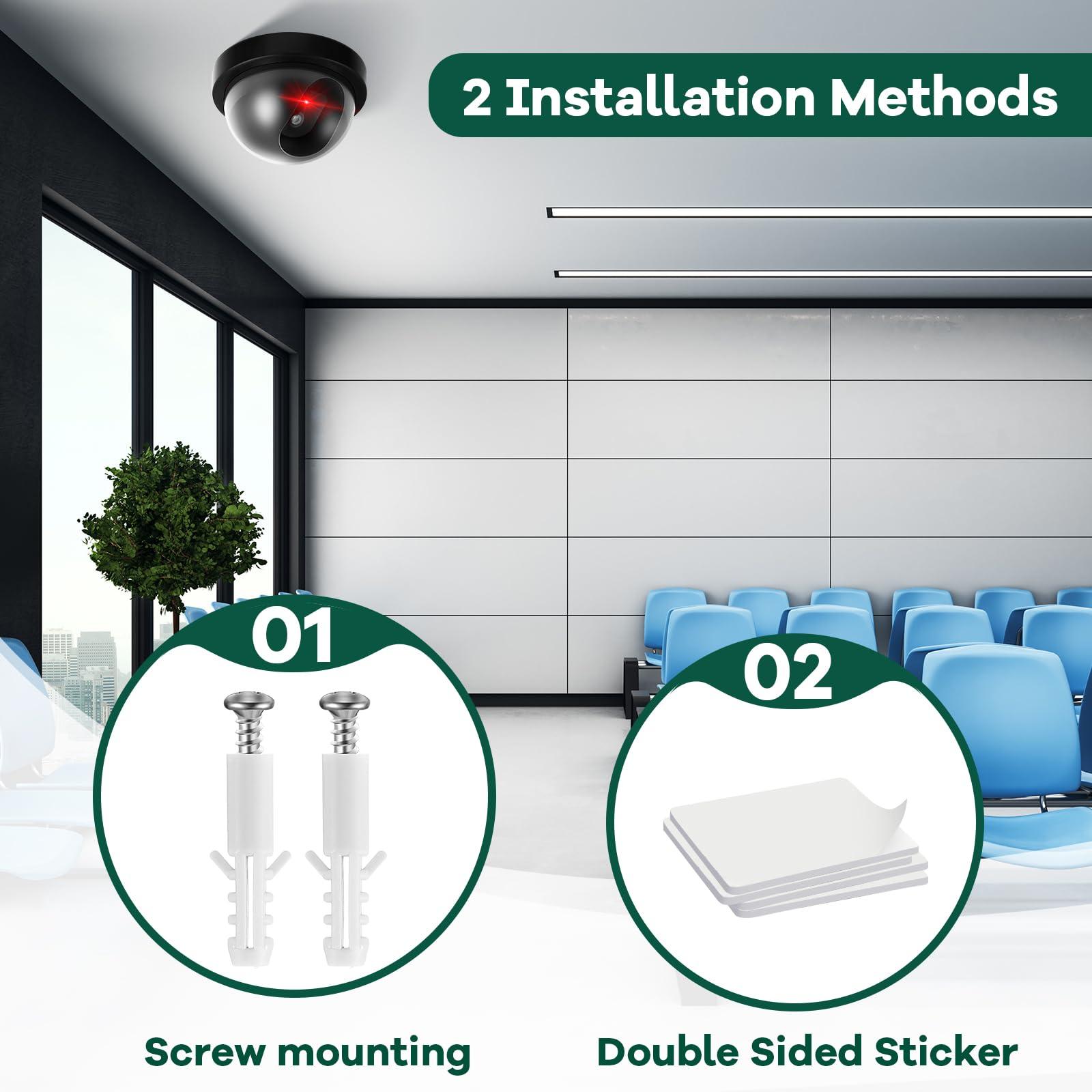 Kanayu Kanayu 8 Pack Dummy Fake Camera CCTV Dome Fake Security Camera with Flashing Red LED Light Wireless Surveillance Dummy Cameras for Outside Decoy Camera with Screws Tape for Indoor Outdoor Home (Black)