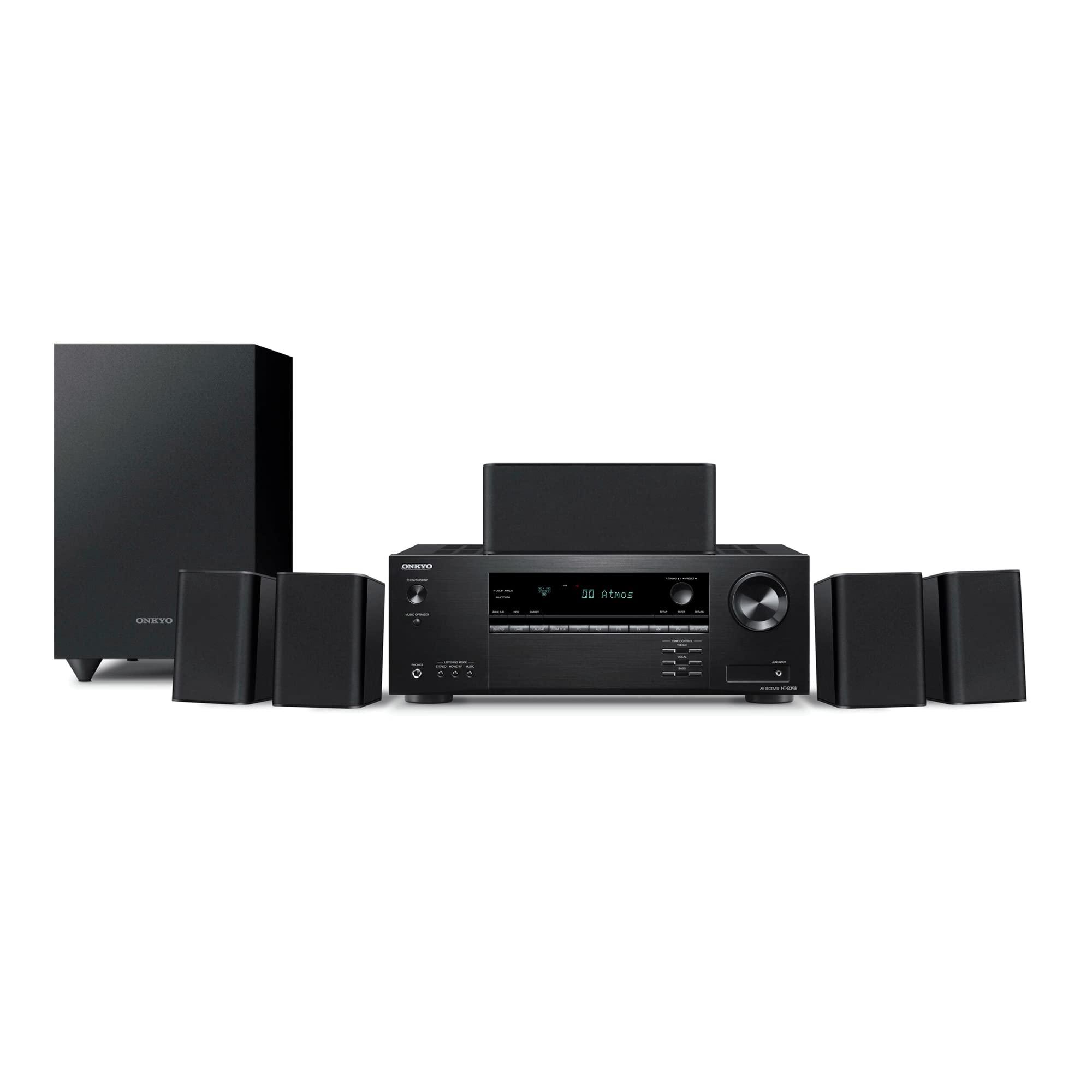 Onkyo Onkyo HT-S3910 Home Audio Theater Receiver and Speaker Package, Front/Center Speaker, 4 Surround Speakers, Subwoofer and Receiver, 4K Ultra HD (2019 Model)