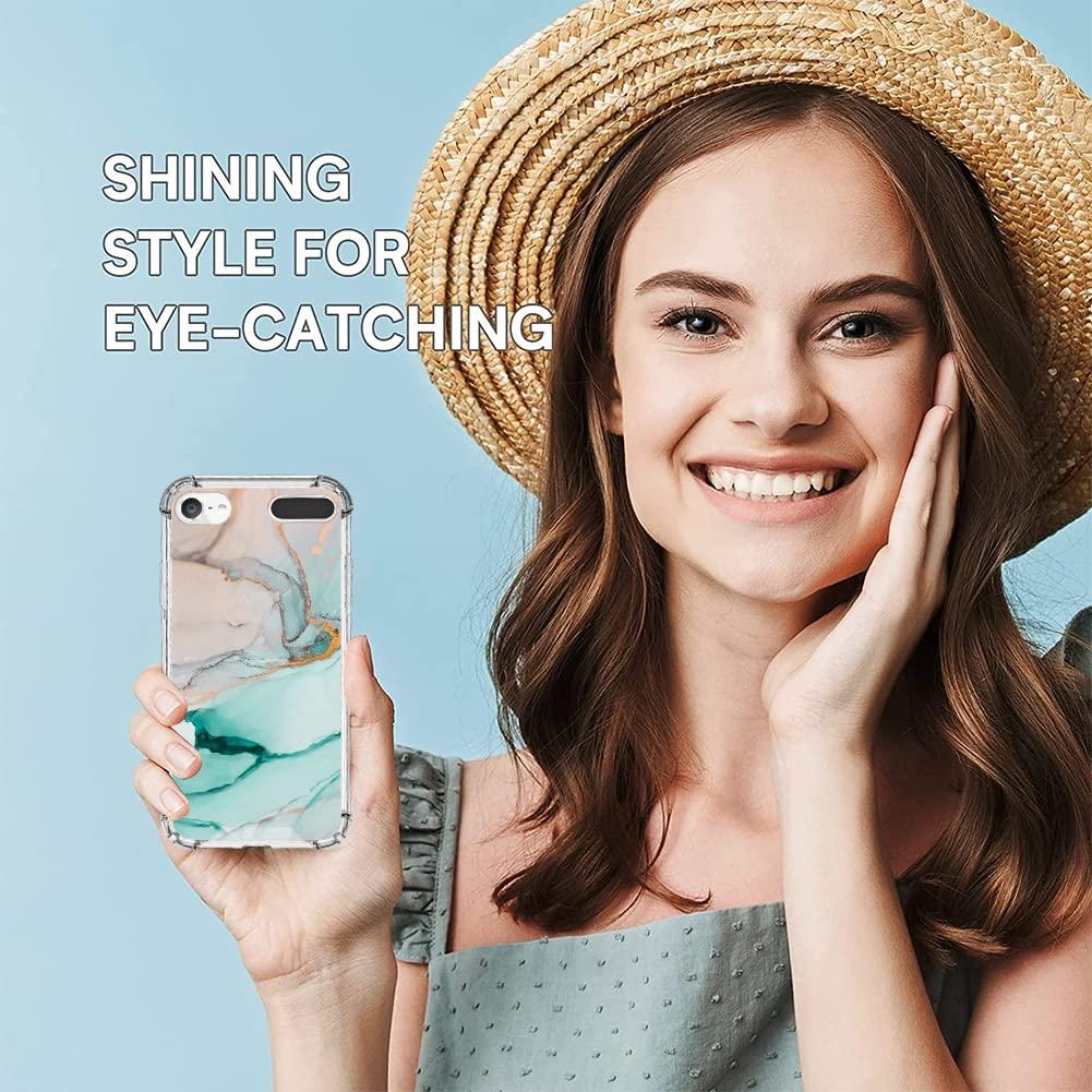 KANGHAR KANGHAR iPod Touch 7/6/5 Case, Marble Pattern with Screen Protector,Kickstand Ring Holder Soft TPU Bumper Shockproof Cover for iPod Touch 5th/6th/7th Generation