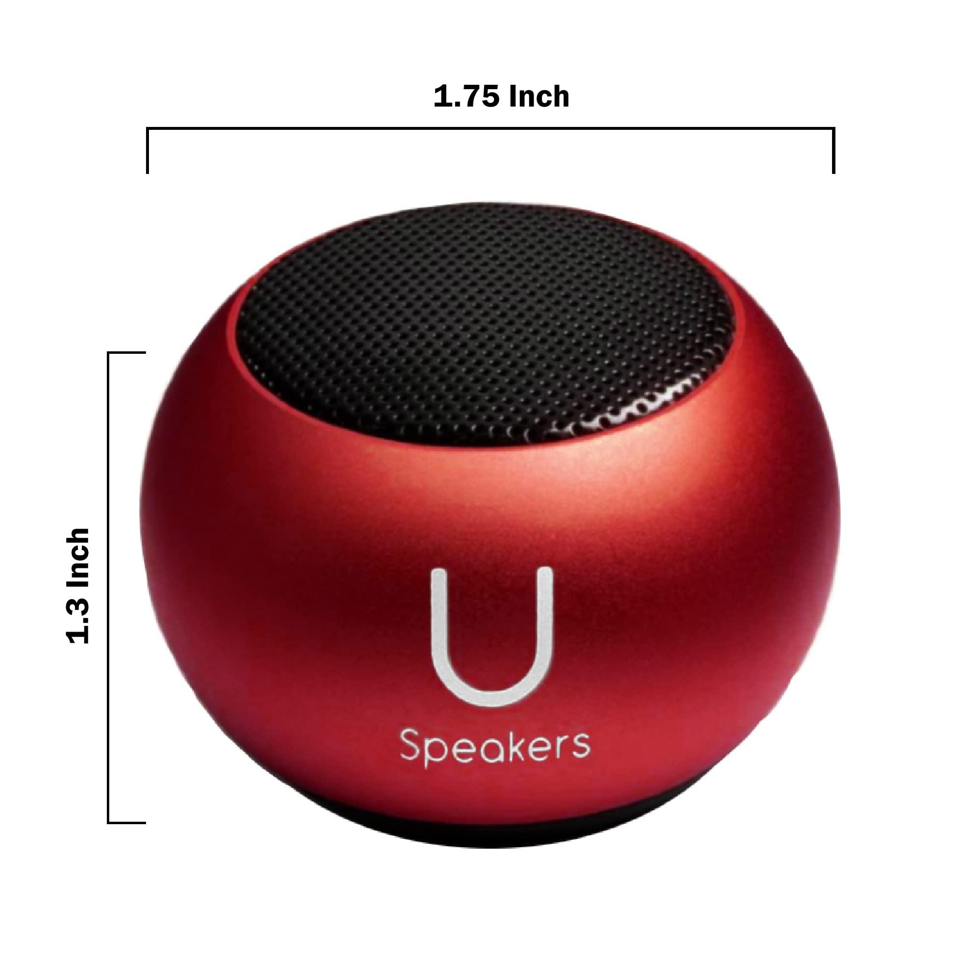 Fashionit Fashionit U Speakers Mini Bluetooth Computer Speaker 2-Pack Bundle with Matching Speaker, Built-in Mic & Selfie Remote Control, for Workspace, Desktop, Laptop, Mobile, Tablet, PC - Red