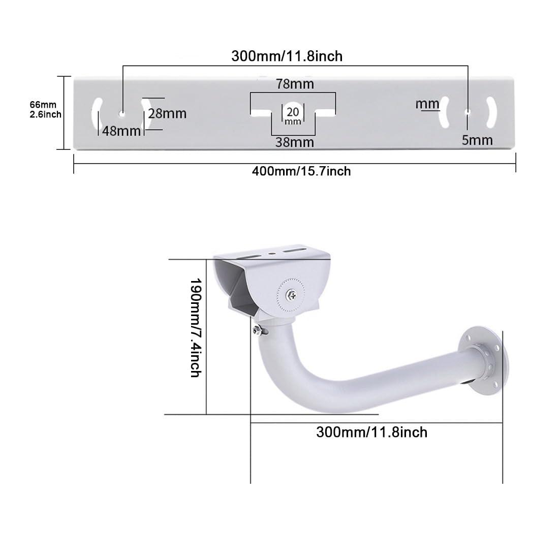 Rosebe Security Camera Mount Holder Double Surveillance Camera L Type Metal Steel One to 2 Horizontal Cross Bar Dual Camera Mount Bracket Extension Bar Horizontal Arm L Shape Wall Mounting 2 Base Bracket