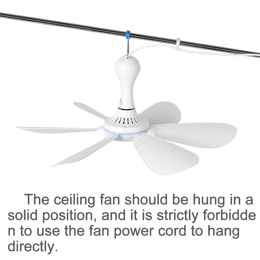 Mengnessly USB Mini Small Ceiling Fan Battery operated,Power Bank powered quiet Camping Optional Emergency Portable Outdoor Hanging Gazebo Canopy Dorm Fans Silent For Grow Tent,Hiking,Outages For RV Home Room
