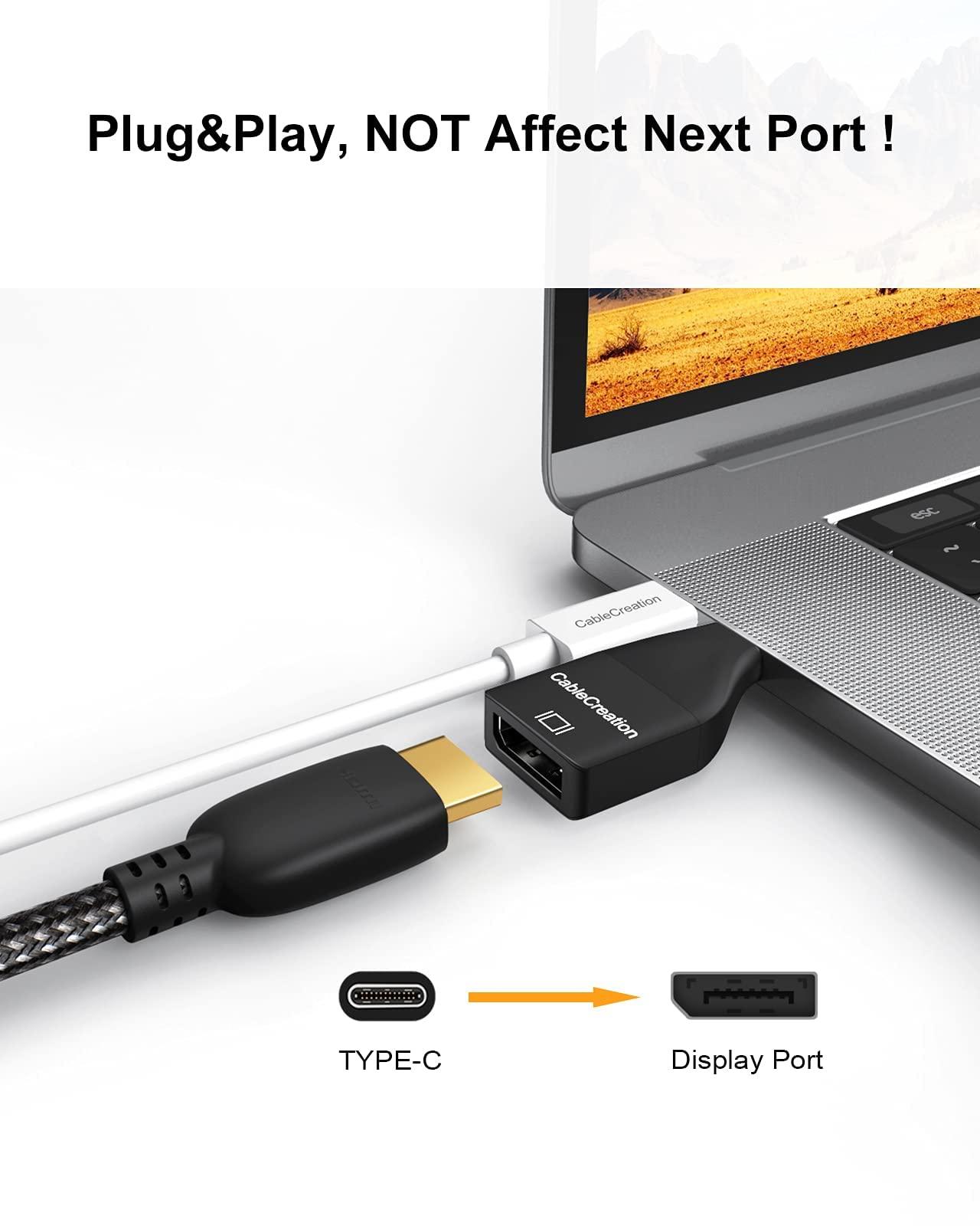 CableCreation CableCreation Mini-Size USB C to DisplayPort Adapter 4K@60Hz Bundle with USB-C to DisplayPort Converter 8K@60Hz HDR, Compatible for MacBook/Pro/Air, iPad Pro 2020, Galaxy S21/ S20, LG V30