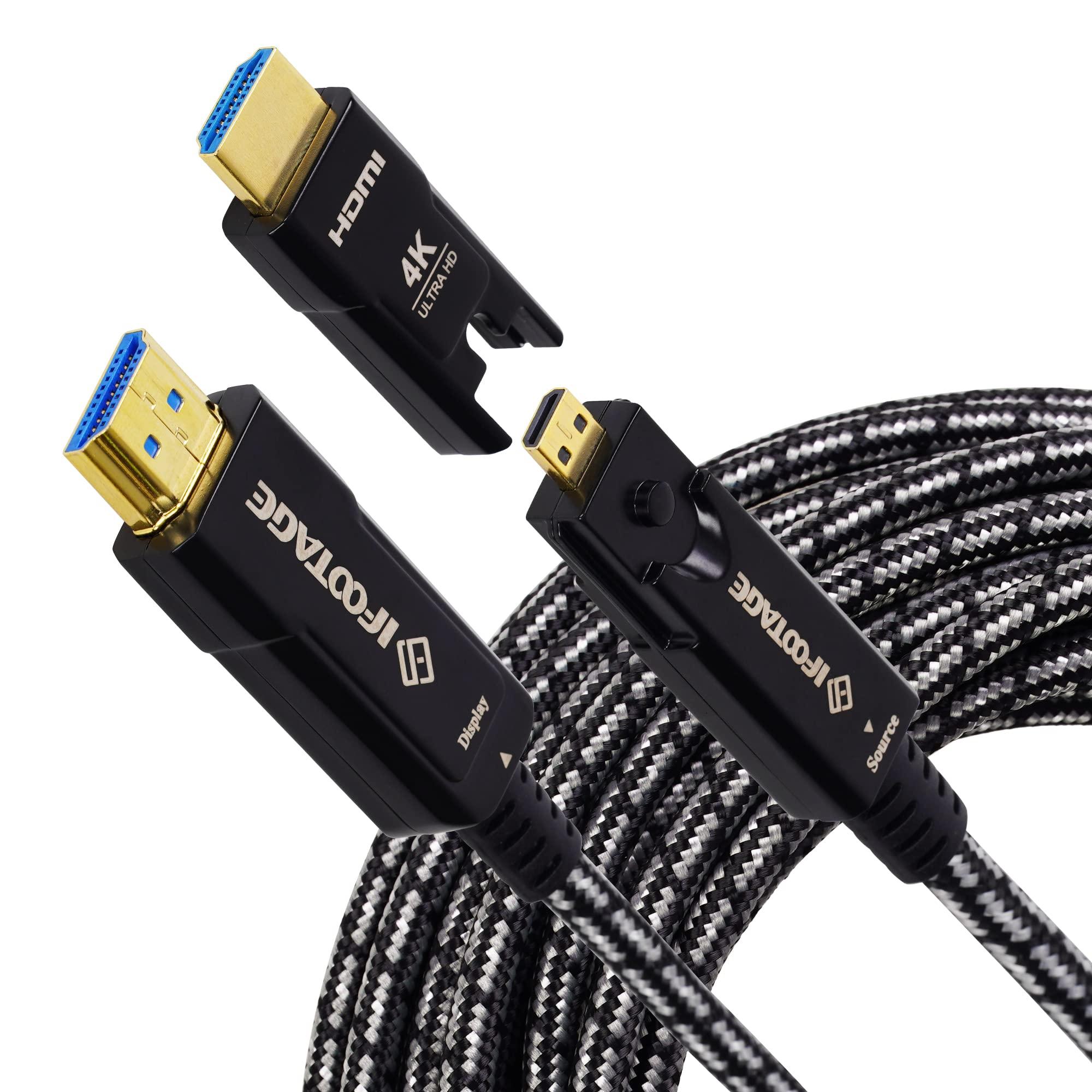 IFOOTAGE IFOOTAGE 4K HDMI Cable, 50FT/15M, Displayport to HDMI Cable with HDMI Adapter, HDMI 2.0/4K@60Hz/18Gbps/Ultra HD/ARC/Dynamic HR, Long HDMI Cable, Compatible with Camera/Camcorder/Laptop/PS4/PS5