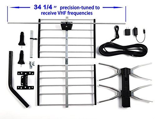 pingbingding PBD Outdoor Digital HD TV Antenna with High Gain Amplifier 150 Mile Long Range for UHF/VHF, Mounting Pole, 40FT RG6 Coaxial Cable, Easy Installation