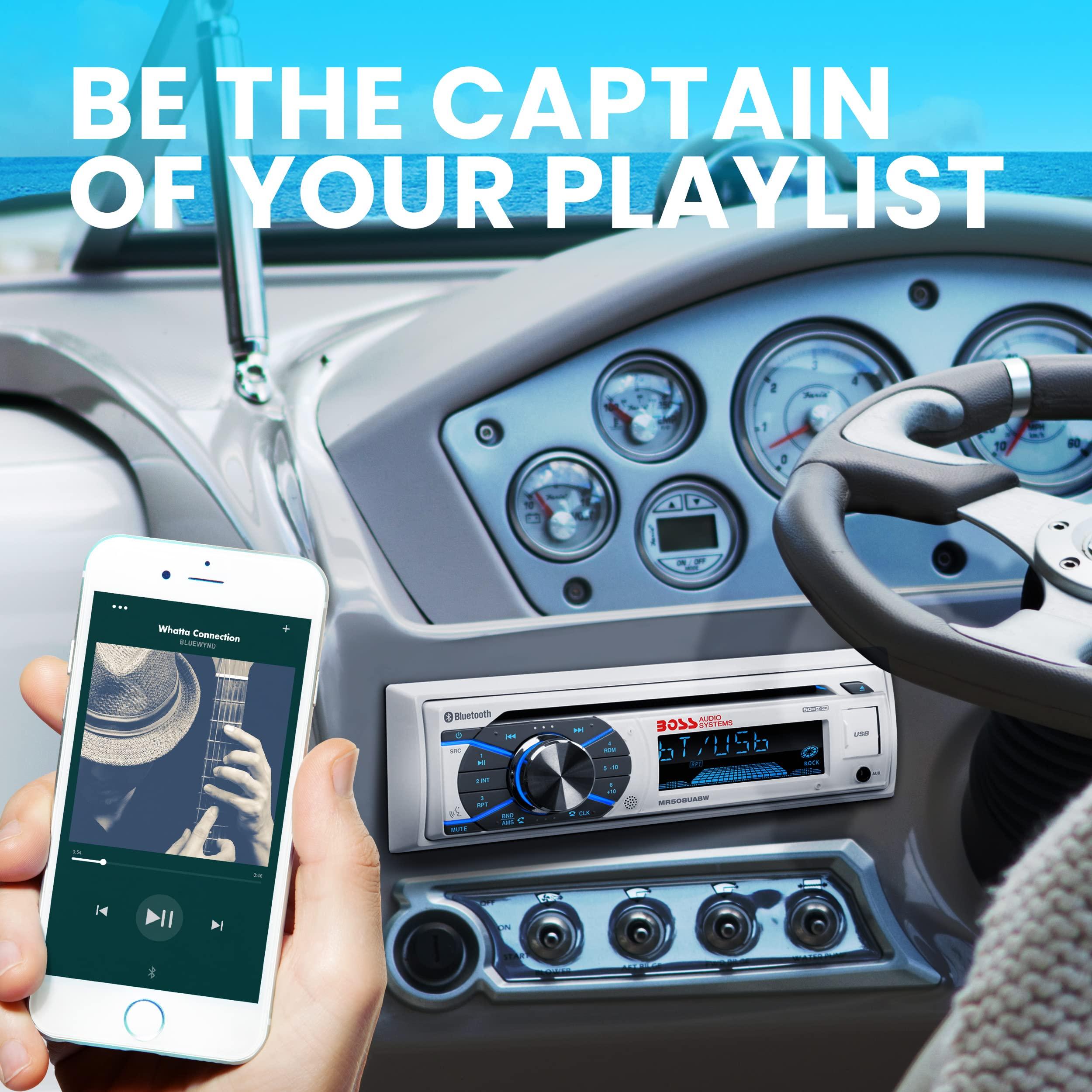 BOSS Audio Systems BOSS Audio Systems MCK508WB.6 Marine Boat Bluetooth Stereo & 6.5 Inch Speakers - CD DVD Player, AM/FM Radio Receiver Head Unit, Dipole Antenna