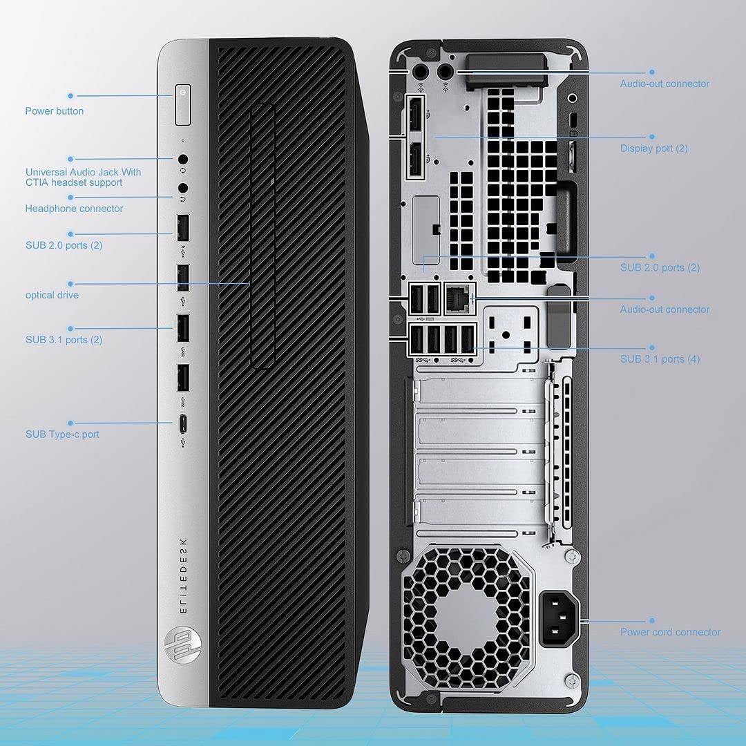 HP HP Elitedesk 800 G3 SFF PC Bundle - Dual 24'' KOORUI Monitors, Intel i7-6700,16GB DDR4,512GB NVMe SSD + 2TB HDD,AX200 Wi-Fi 6,Wireless Keyboard, Mouse,Windows 10 Pro 64-bit (Renewed), Black/Silver