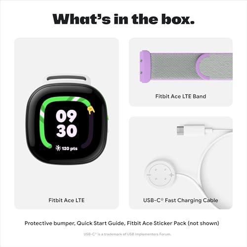 Fitbit Fitbit Google Ace LTE - Kids Smartwatch with Call, Message, GPS, and Activity-Based Games, Ace Pass Data Plan Required - Spicy - Moovin