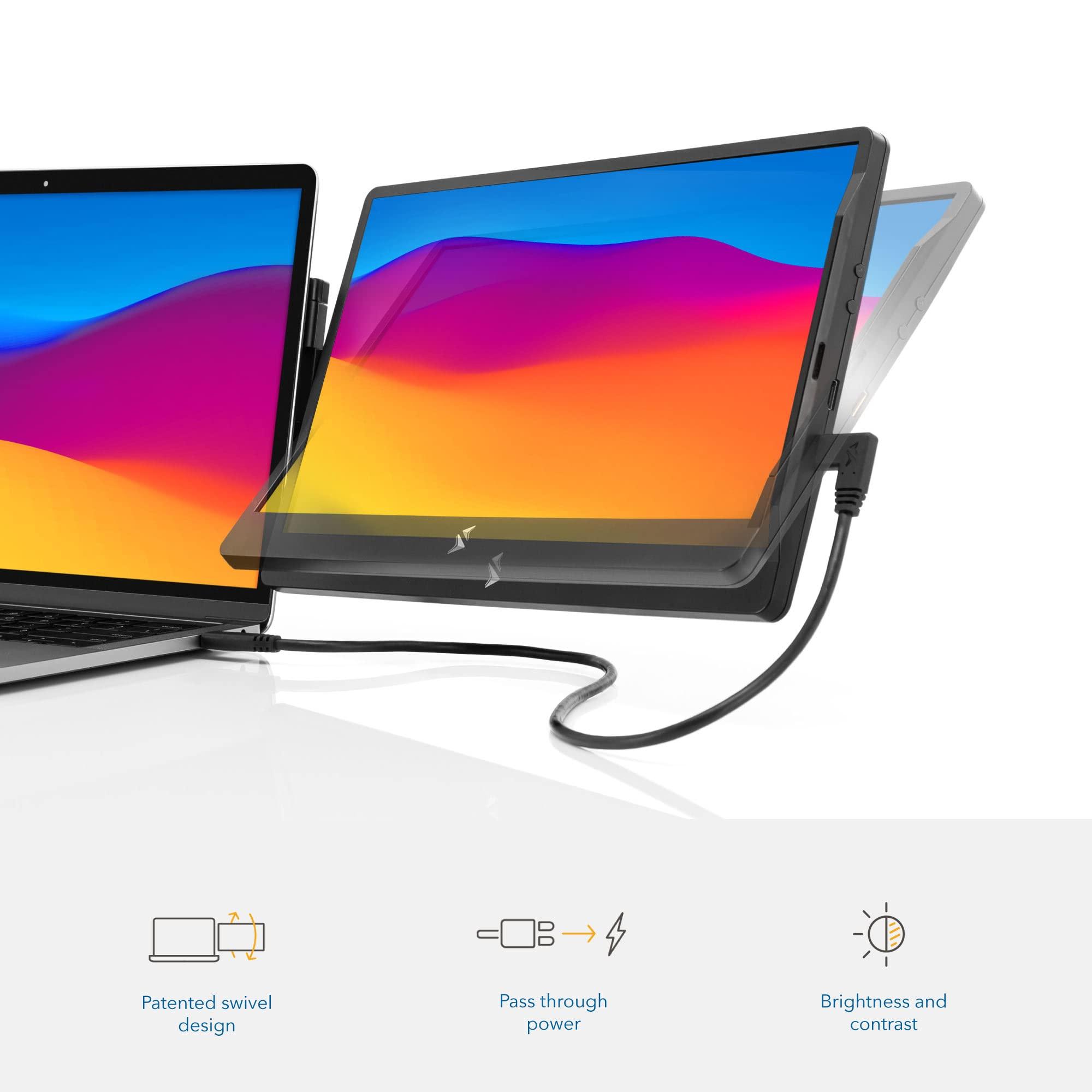 SideTrak SideTrak Swivel Triple 14\"\" Patented Attachable Portable Monitor - FHD TFT Laptop Triple Screen with Kickstand, For Mac, PC, and Chromebook, Fits All Laptops, Powered by USB or Mini HDMI Port (Triple)