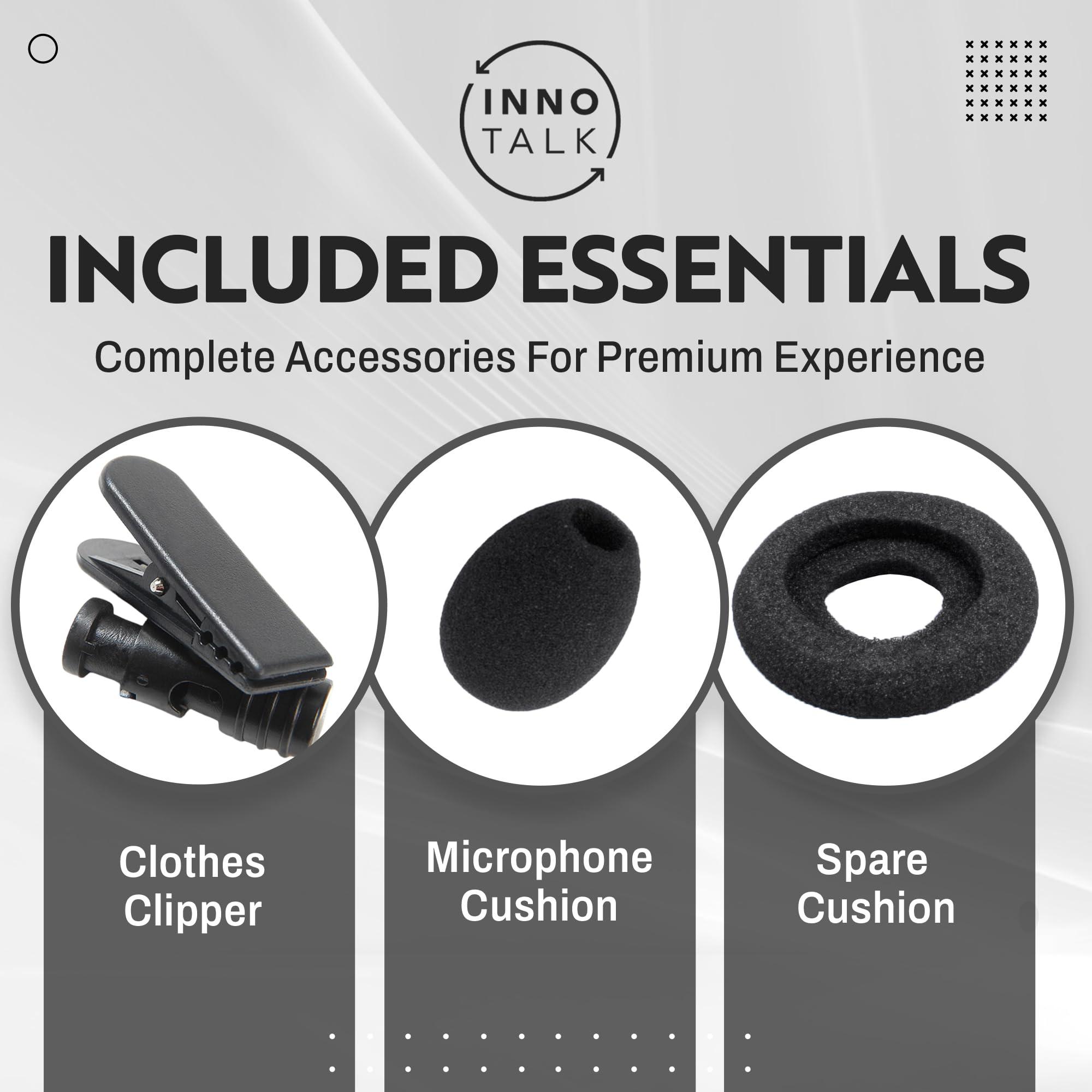 INNOTALK INNOTALK - Polycom Phone Classic Mono Office Phone Headset & QD Pigtail Adapter with Noise-Canceling Mic, Call Center Phone Headset, Headset for Polycom, Mitel, and More, Wired Headset for Desk Phone