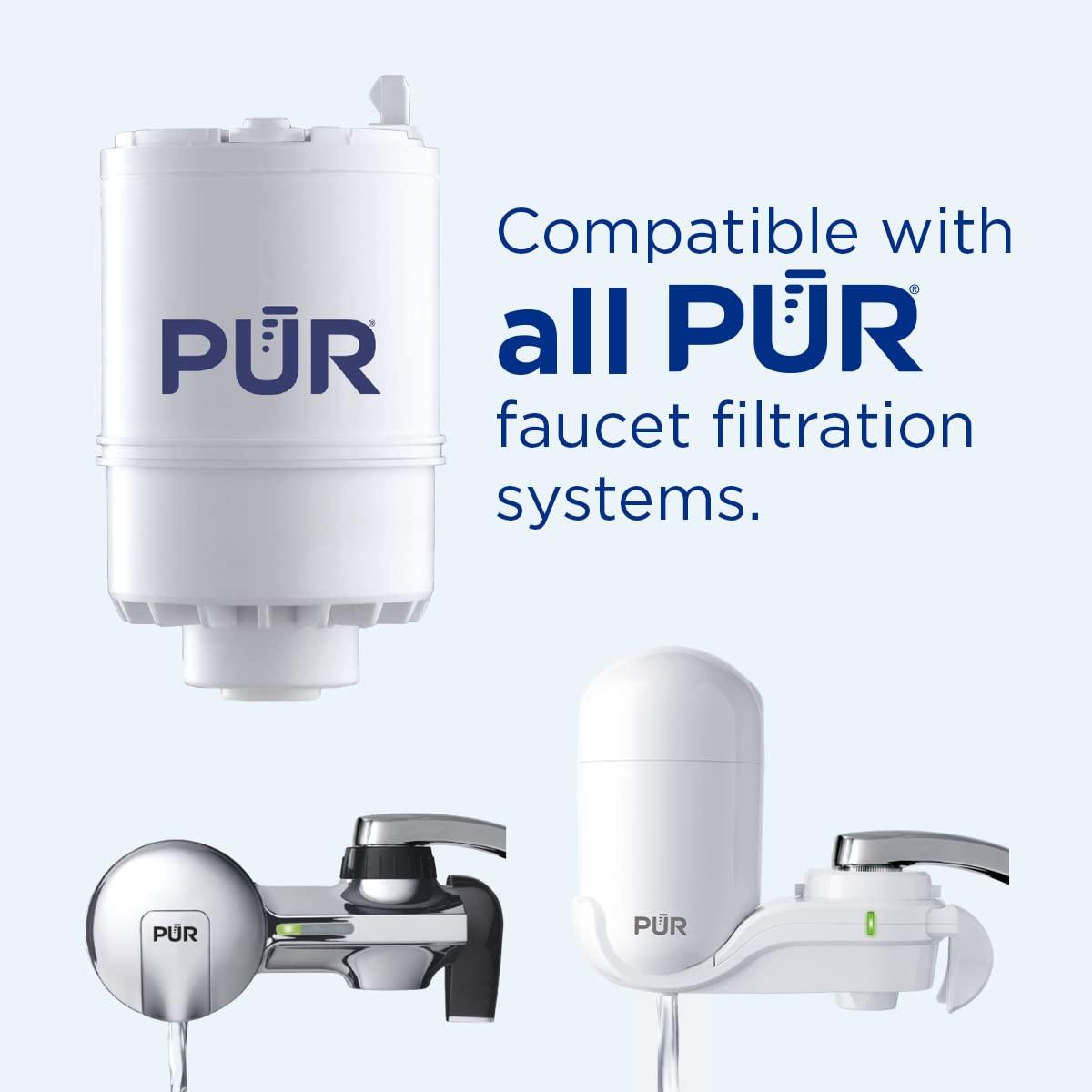 PUR PUR Faucet Mount Replacement Filter 2-Pack, Genuine PUR Filter, 2-in-1 Powerful Filtration, Includes Lead Removal, 6-Month Value, White (RF33752)