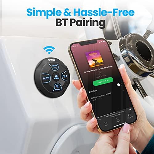 Pyle Pyle Amplified Wireless Bluetooth Audio Controller - 300 Watt Bluetooth Media Button, Waterproof Marine Receiver Remote Control W/Aux, Mount for Car Truck Boat Marine Powersport Vehicles - PLMRBT18