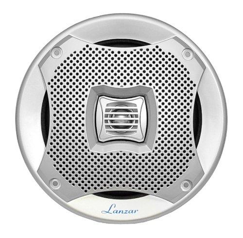 LANZAR LANZAR 6.25 Inch Marine Speakers - 2 Way Water Resistant Audio Stereo Sound System with 400 Watt Power, Attachable Grills and Resin Treatment for Indoor and Outdoor Use - 1 Pair - AQ6CXS (Silver)