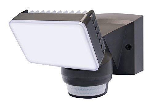 IQ America IQ America Motion Security Flood Light 1600 Lumen LED Outdoor Weatherproof Adjustable Sensor Detection Universal Wall Eave or Soffit Universal Mount Shed Storage Attic Workshop Garage BZ