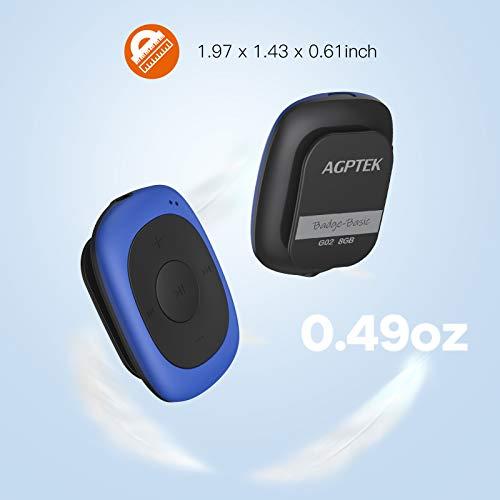 AGPTEK AGPTEK G02 8GB Clip MP3 Player with FM Shuffle, Portable Music Player with Sweatproof Silicone Case for Sports, Blue