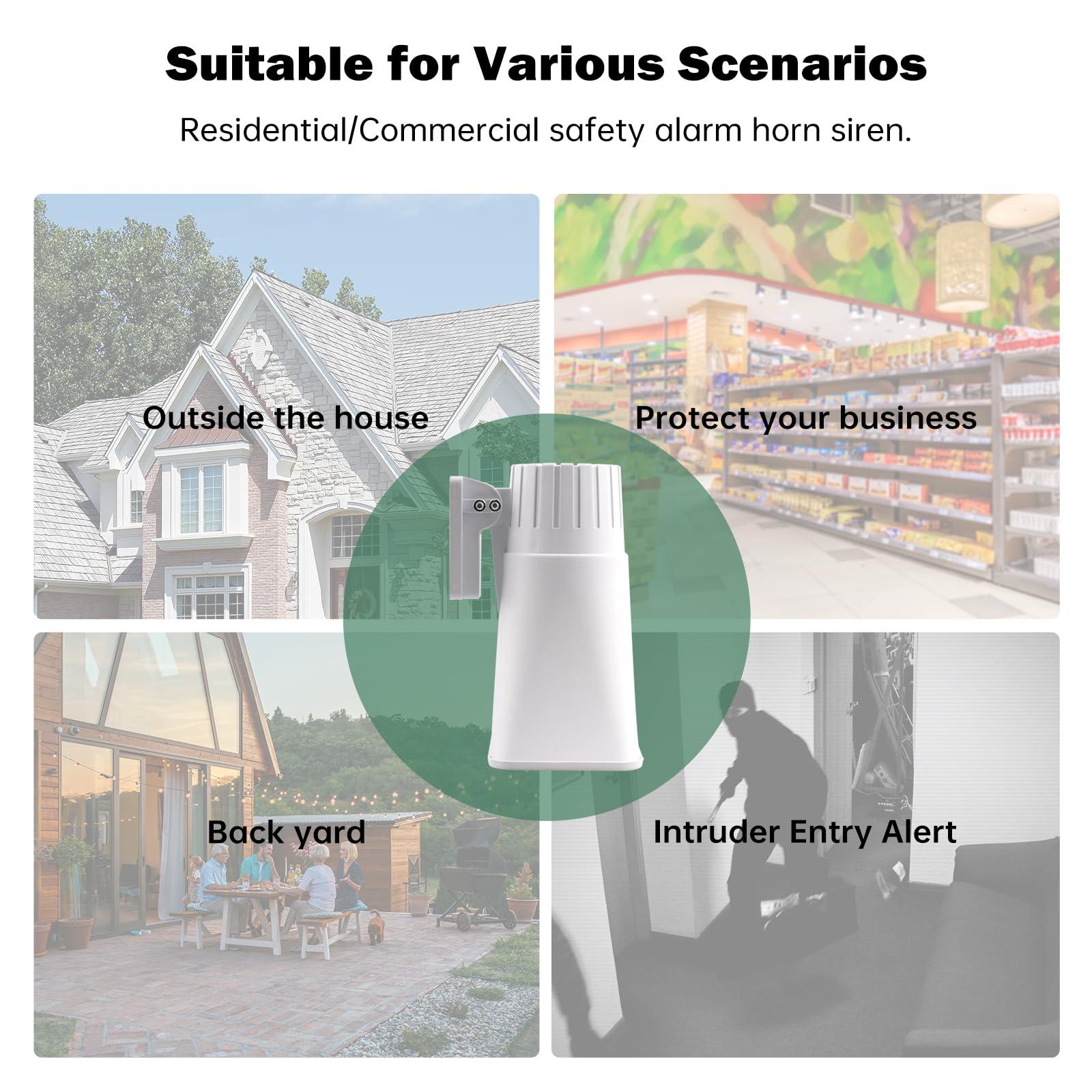 Nippon America Nippon America High Decibel High Power Outdoor Alarm Security Siren (TC-S7545-110), Long Range, 80 Watts, 120 Decibels, Remotely Activate with Wi-Fi Socket (Sold Separately)