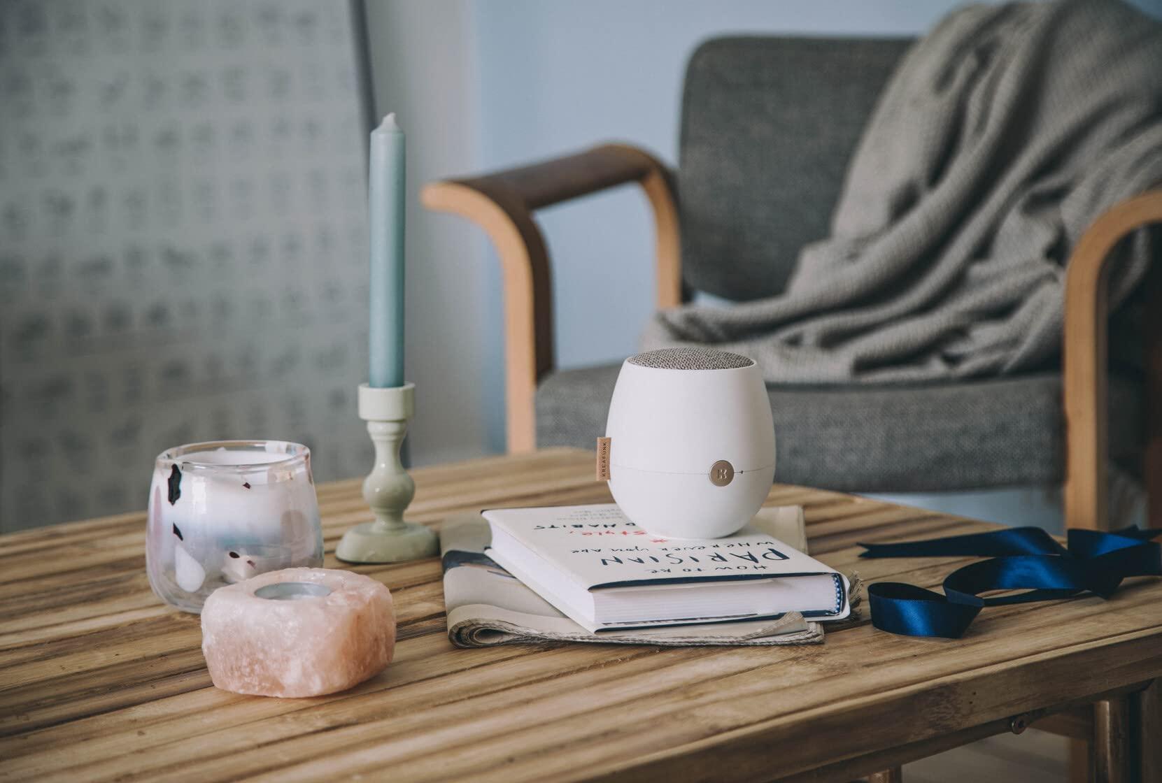 KREAFUNK KREAFUNK aJAZZ Portable Bluetooth Speaker, Water Resistant (IPX5) and Durable, Up to 30 Hours of Wireless Play, Voice Assistant, Stereo Sound, Quick Charge, for Indoors and Outdoors (White)