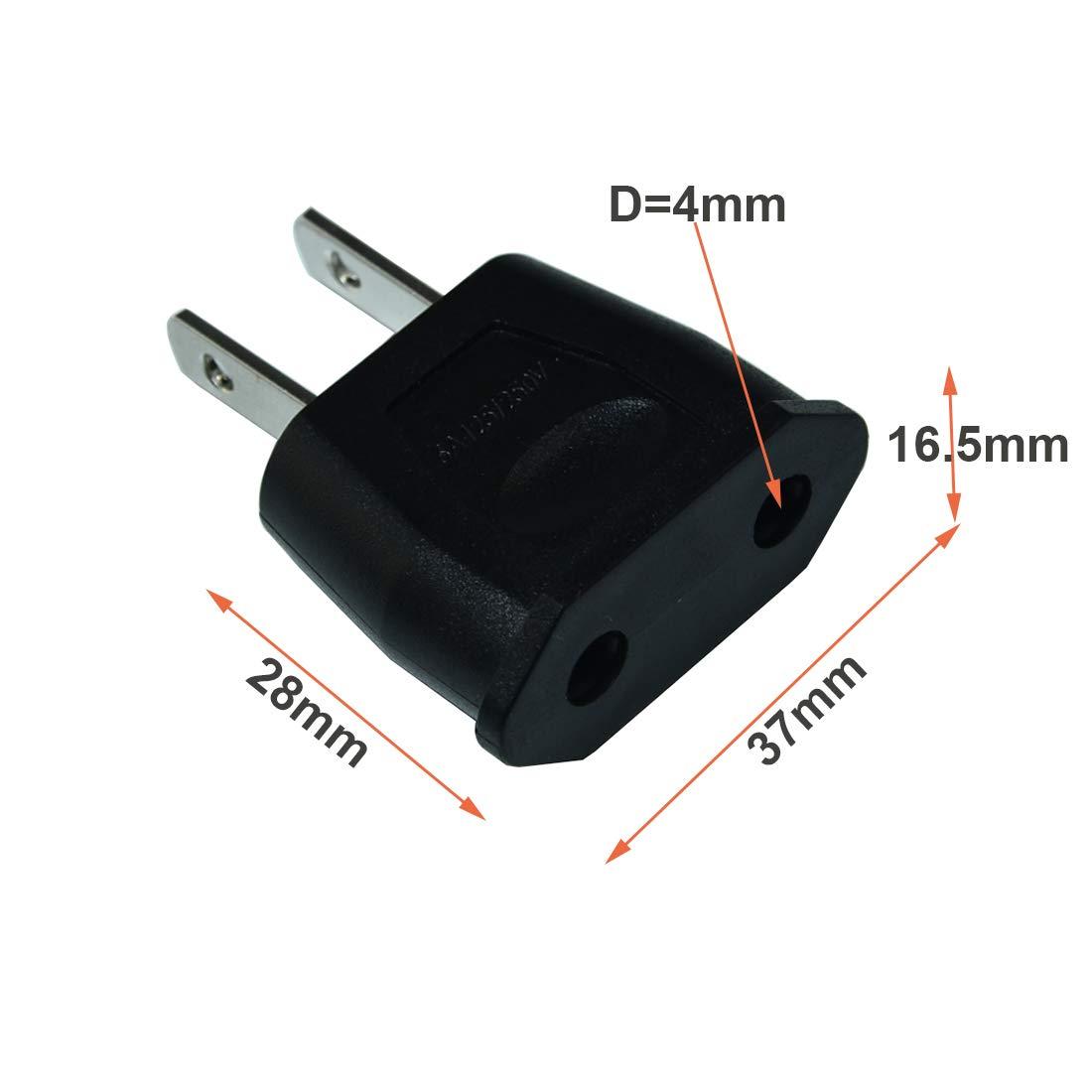 FILSHU EU Euro Europe to US USA Power Jack Wall Plug Converter Travel Adapter Adaptor (10 PCS)