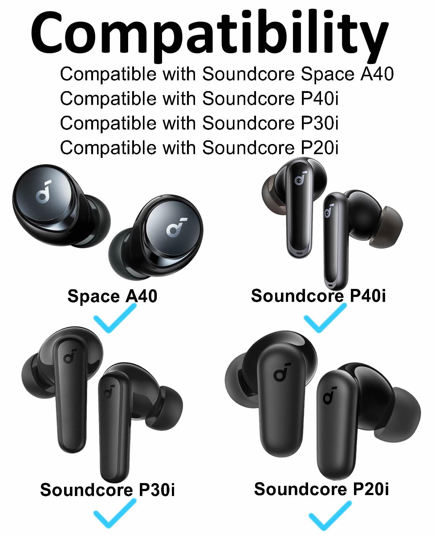 A-Focus A-Focus for Soundcore Space A40 P3i P20i P30i P40i Ear Tips Kit Memory Foam Double Flange Replacement Eartips Earbuds Fit in Case Compatible with Soundcore Sport X10 X20 Life A1 Black 9 Pairs