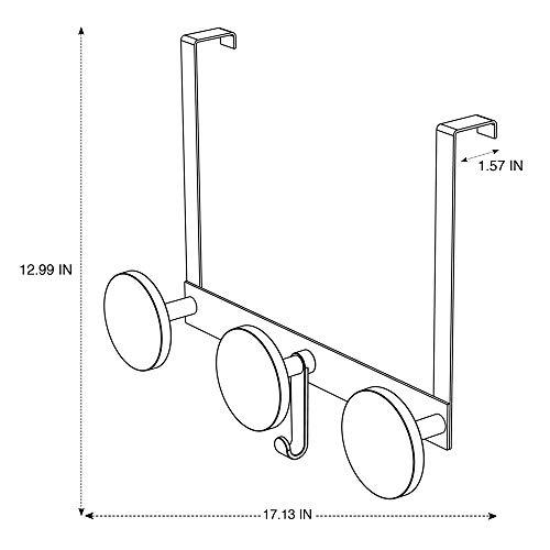 Alba Alba Over The Door Triple Coat Hook, Silver with Black Pegs (PMS3P)