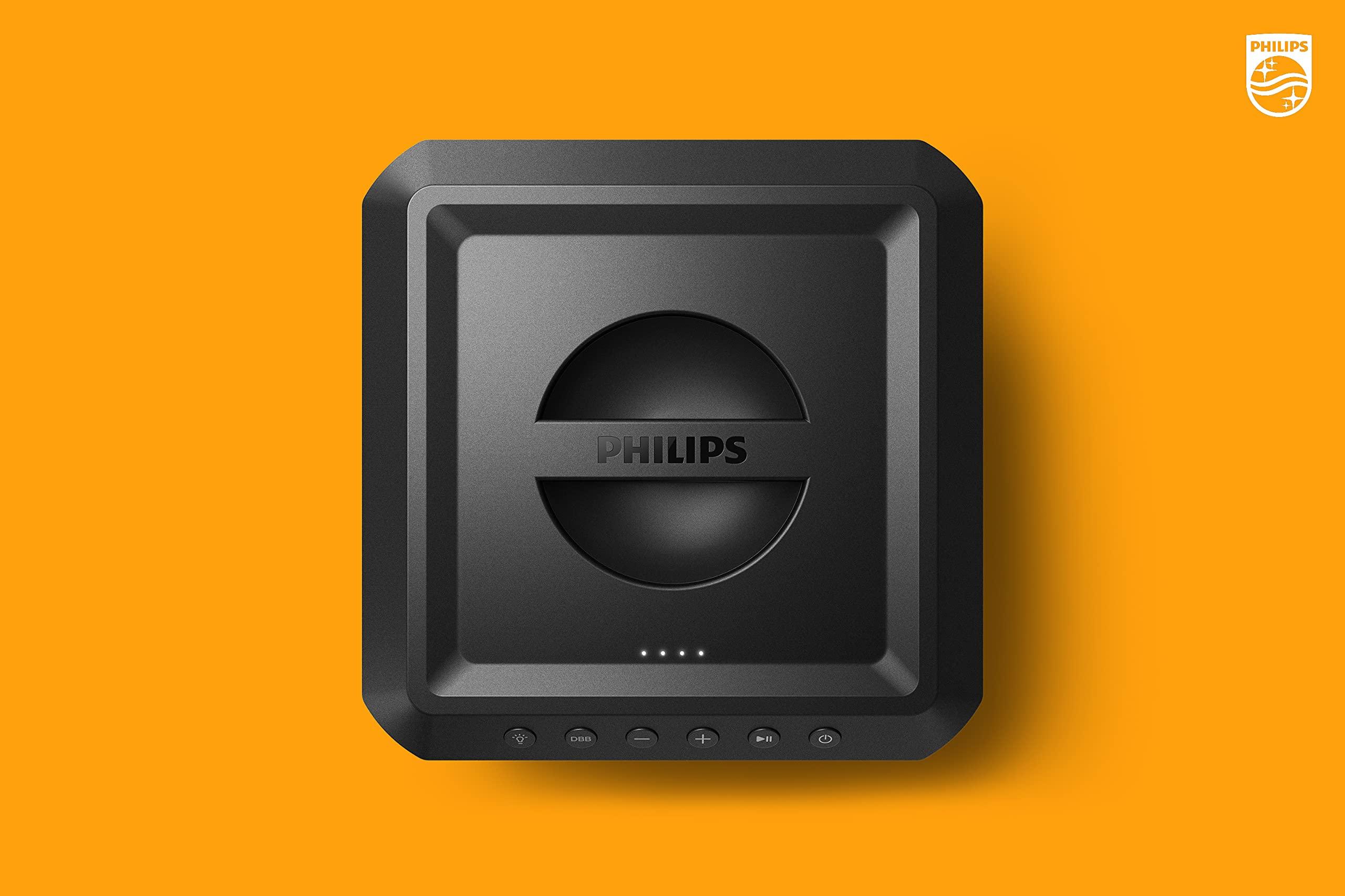 PHILIPS PHILIPS X4207 Bluetooth Party Cube Speaker with Flashing Party Lights - Link up to 50 Speakers, Black