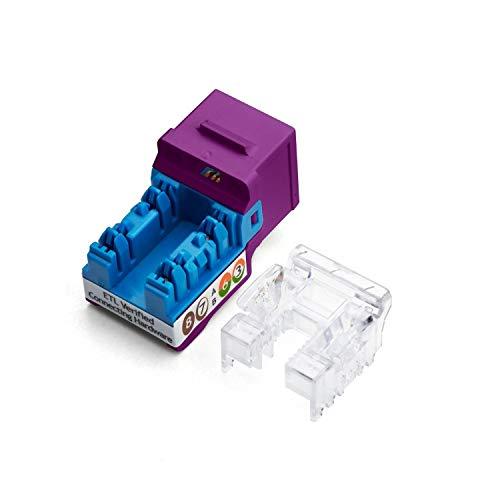 TRUE CABLE trueCABLE Cat6 Keystone Jack, Unshielded (UTP), 90 Degree Punch-Down, PoE++ (4PPoE) 100W, UL Listed, ETL Verified, ANSI/TIA Certified, Modular RJ45 Female, Purple, 12 Pack