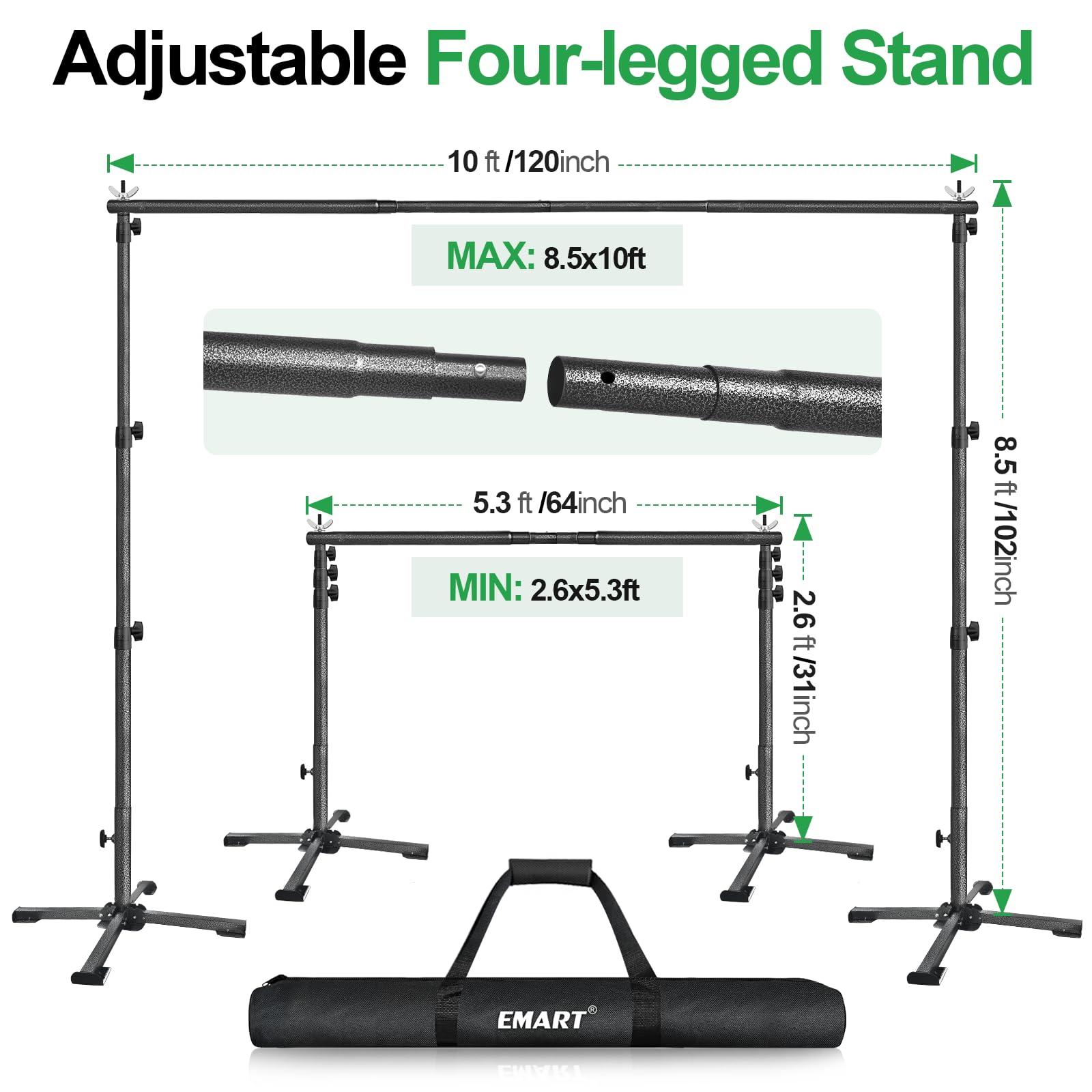 EMART EMART Green Screen Backdrop, 6 x 9 FT Photography Greenscreen Background, 8.5x10ft Backdrop Stand, Four-Legged Photo Backdrop Stand Kit with Foldable Cross Base for Streaming Zoom