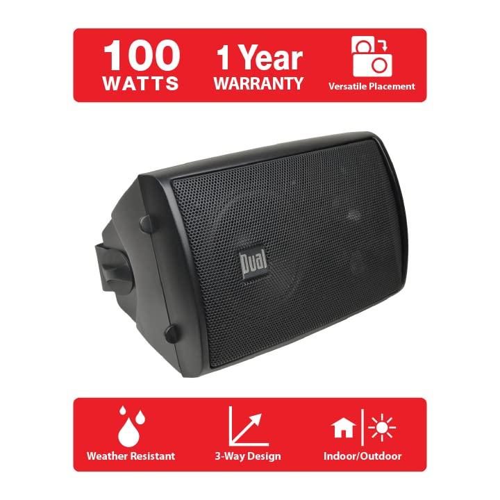 Dual Electronics Dual Electronics LU43PB 3-Way High Performance Outdoor Indoor Speakers with Powerful Bass & Dual Electronics DBTMA100 Micro Wireless Bluetooth 2 Channel Stereo Class-D Amplifier