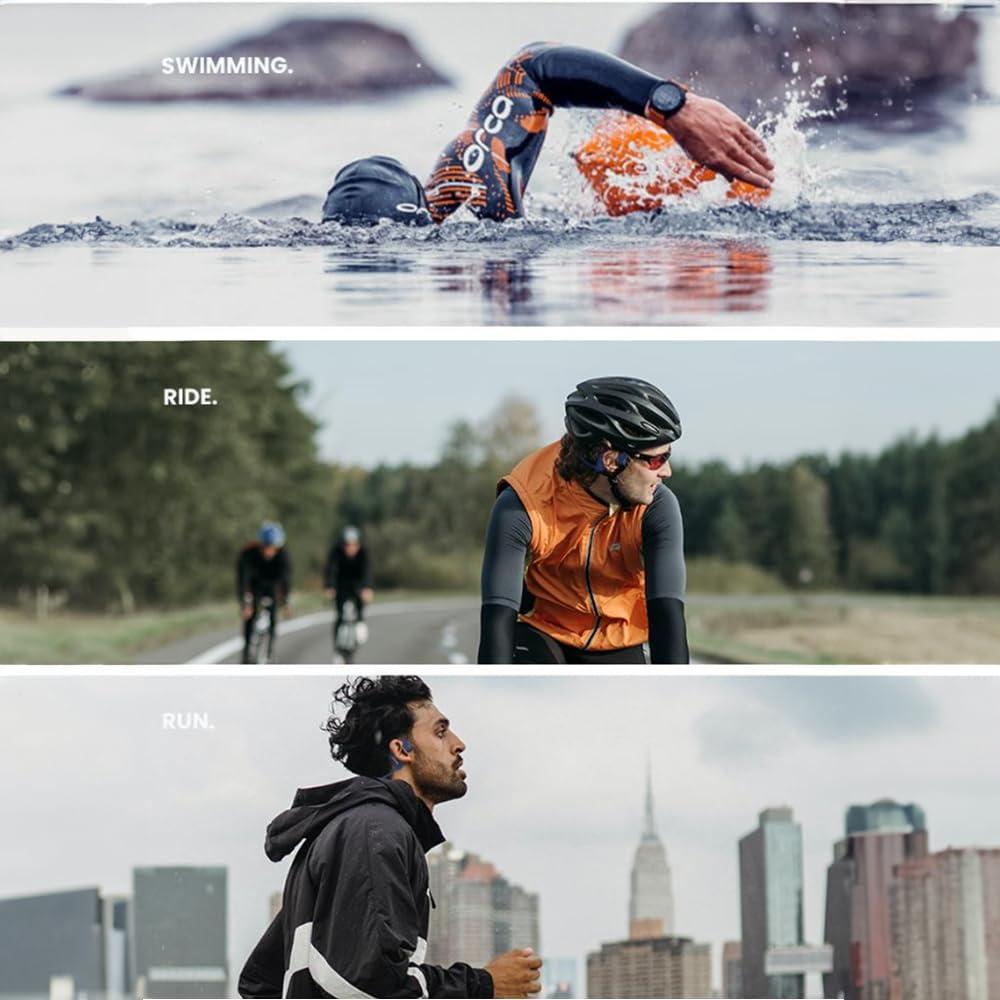 Johiear Bone Conduction Headphones Waterproof, IP68 Swimming Open Ear Bluetooth Headphones Built-in 16GB Memory, Ultra Light Underwater Wireless Earphones for Running, Cycling, Hiking, Gym (deep black)