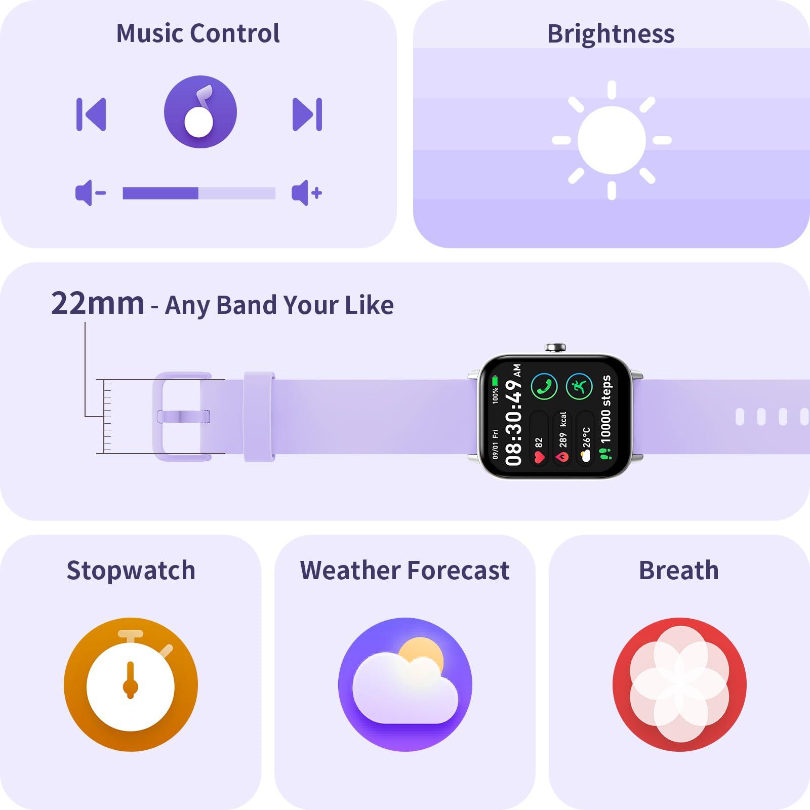 Yoever Yoever Smart Watch for Women iPhone & Android, 1.8" Smartwatch with Bluetooth (Answer/Call) Built-in Alexa, Fitness & Sleep Tracker with 110+ Sport Modes, Heart Rate/SpO2 Monitor, IP68 Waterproof