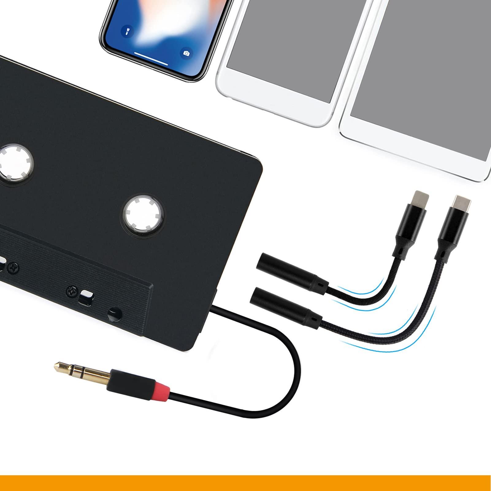 ciciglow ar Audio Bluetooth Cassette Receiver, 3.5mm Stereo 4 Channel Output Cassette Tape Player, Tape Player Bluetooth 5.0 Cassette Aux Adapter, Support mobile phones, tablets, MP3, Car Stereos, Earphones