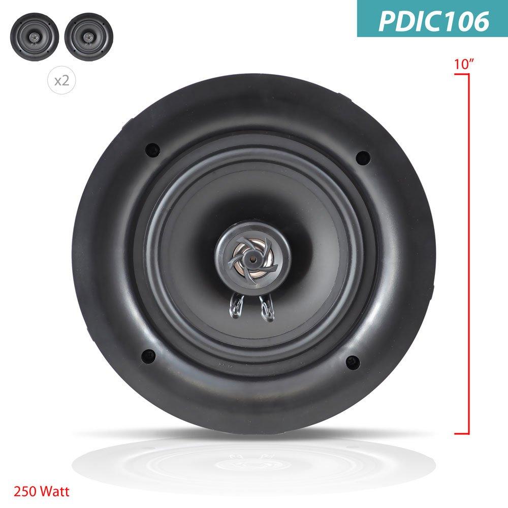 Pyle Pyle 10 Ceiling Wall Mount Speakers - Pair of 2-Way Full Range Sound Stereo Speaker Audio System Flush Design w/ Electronic Crossover Network 35Hz-20kHz Frequency Response & 300 Watts Peak PDIC106