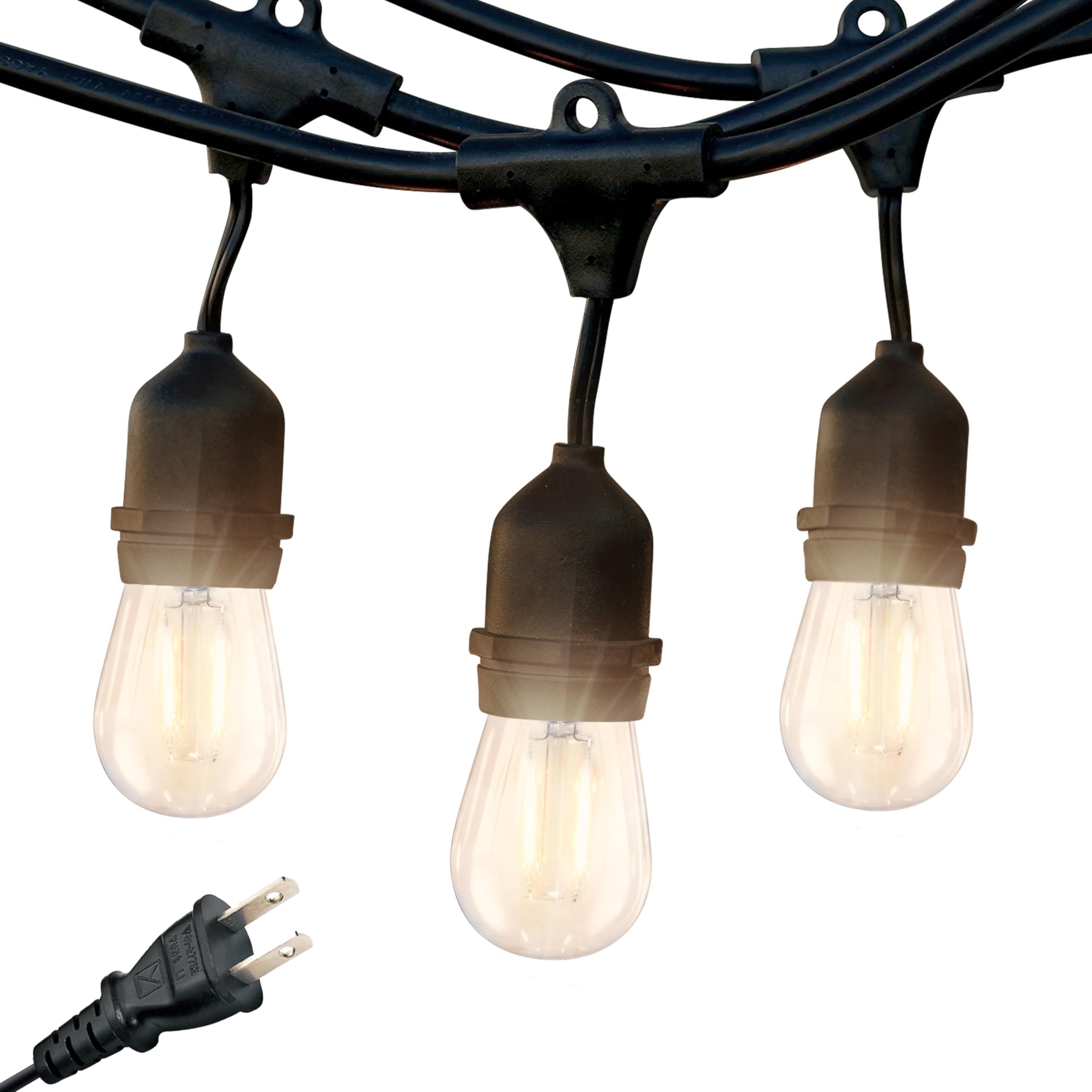 Brightech Brightech Ambience Pro - Waterproof LED Outdoor String Lights - Hanging, Dimmable 2w Vintage Edison Bulbs - 24 Ft Commercial Grade Patio Lights Create Cafe Ambience In Your Backyard - black