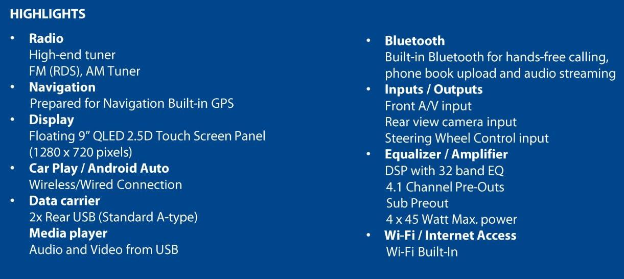 BLAUPUNKT BLAUPUNKT CALI900 Car Multimedia 9-inch QLED 2.5D Touch Screen Panel Quad Core 2.0G Processor Supports Apple CarPlay Android Built-in WiFi Bluetooth DAB+ & Navigation Capabilities