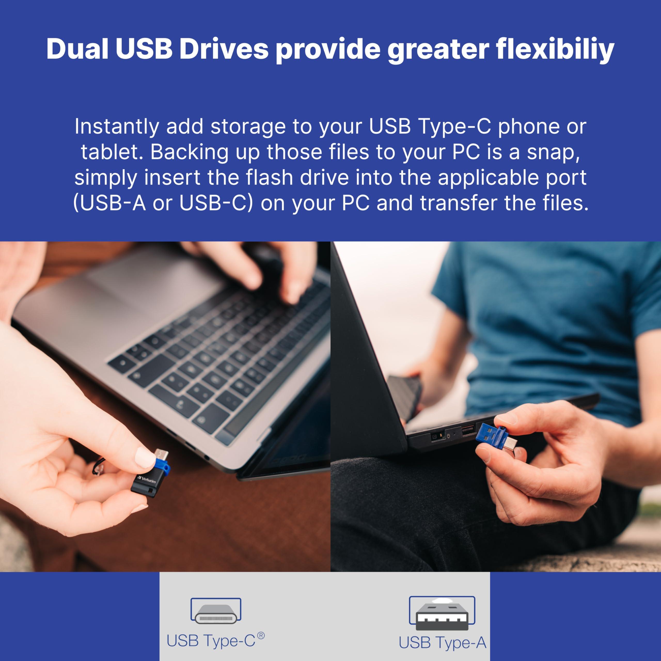 Verbatim Verbatim 32GB Store n Go Dual OTG USB 3.2 Gen 1 Flash Drive for USB-C Devices 2 in 1 Type C Thumb Drive