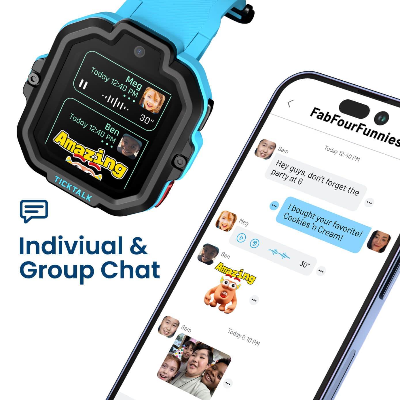 TickTalk TickTalk5 LTE Kids Smart Watch with GPS Tracker, Phone Watch, Advanced Parental Controls, Video & Voice Calls, Text, School Mode, Free Music, SOS & 911, Safety Alerts, Pre-Installed SIM