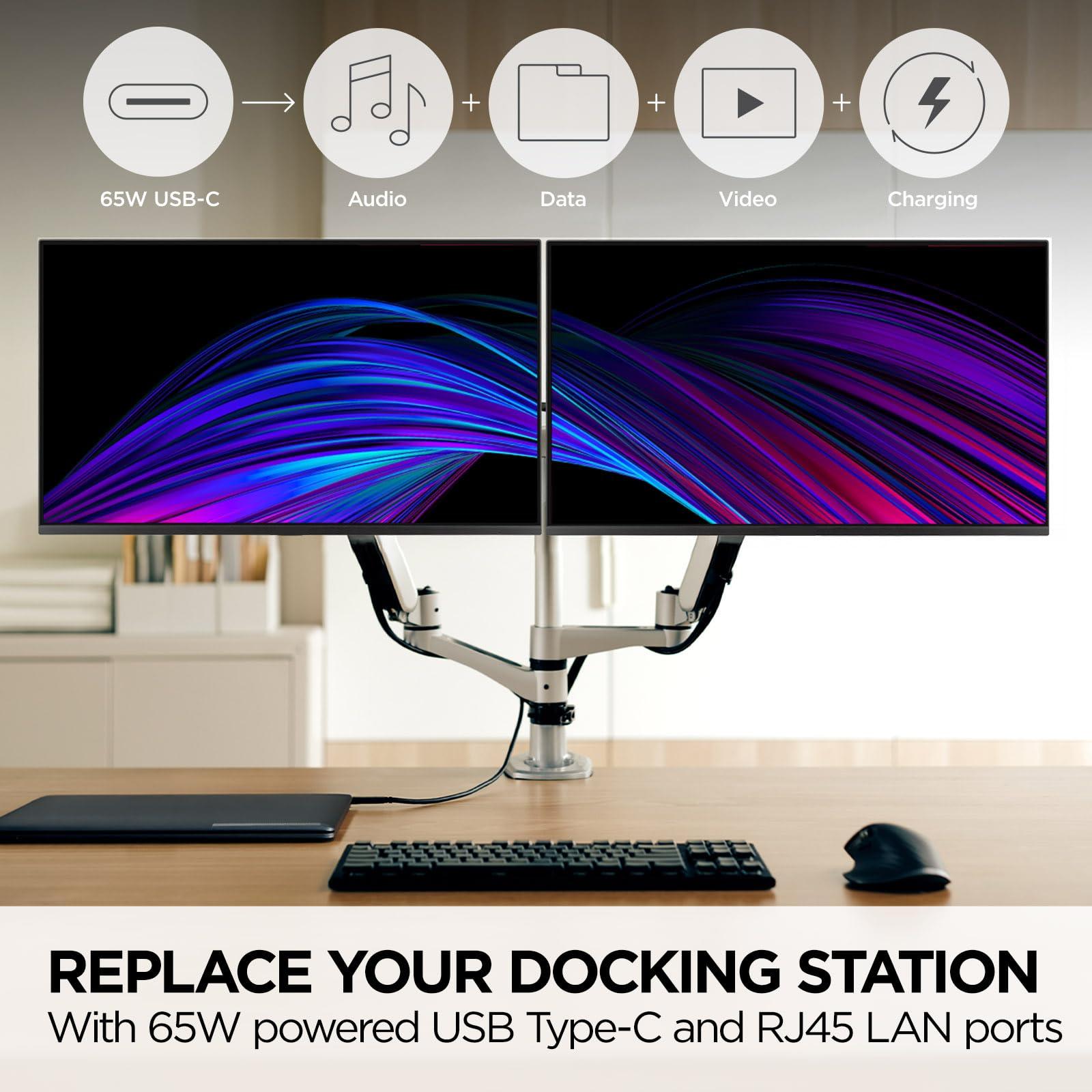 ViewSonic ViewSonic VP2468A_H2 24-Inch Dual Pack Head-Only IPS 1080p Monitor with Advanced Ergonomics, 100% sRGB REC 709, 14-bit 3D LUT, Eye Care, and 65W USB C, Daisy Chain