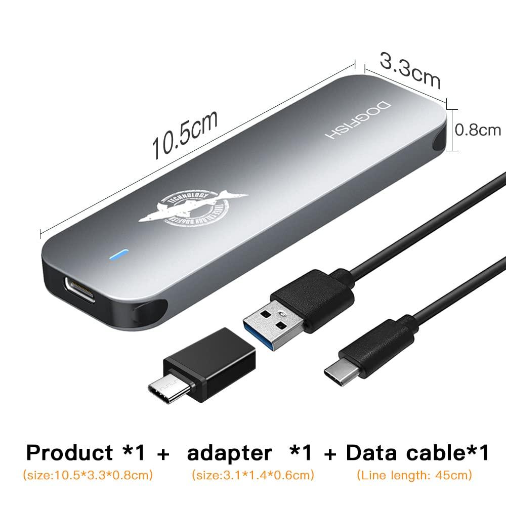 THREE COLOUR DOGFISH Dogfish Portable External SSD 256GB Ngff 2242/2260/2280 Grey Metal USB 3.1 Type-C Ultra-Light Mini Breathable Portable Solid State Drive for Mac/Windows/Android/Linuxup to 6Gbps with LED Indicator