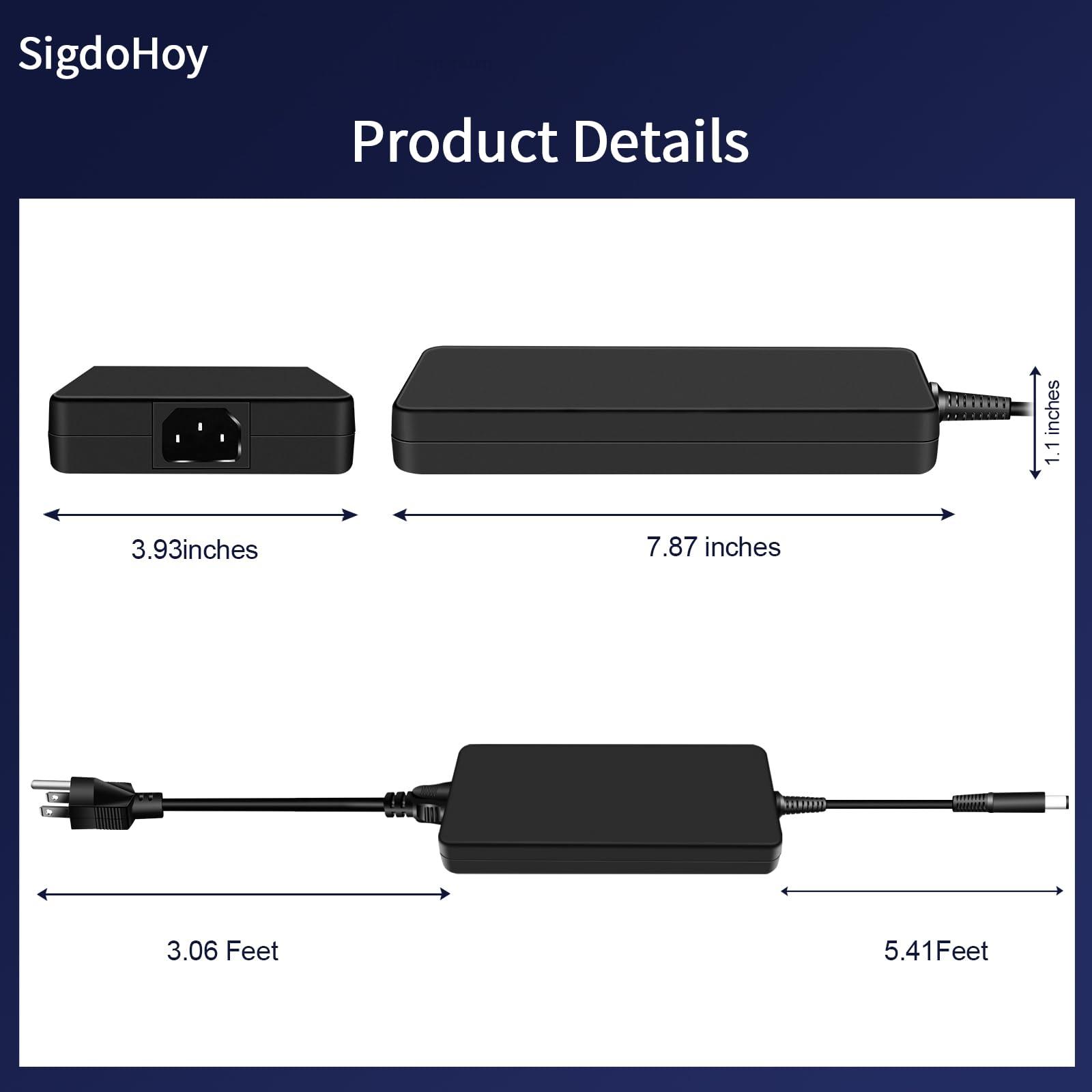 SigdoHoy 240W AC Adapter for Dell G15 G16 5520 5530 7620 7630, Alienware M15 M17 R1 R2 R3 R4 R5 R6 R7 DA240PM190 Laptop Charger Power Supply Cord