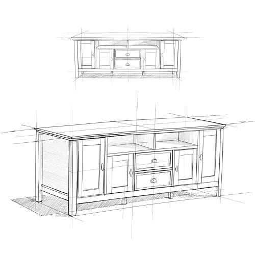 SIMPLIHOME SIMPLIHOME Redmond SOLID WOOD 72 inch Wide Transitional TV Media Stand in Hickory Brown For TVs up to 80 inches for the Living Room and Entertainment Center