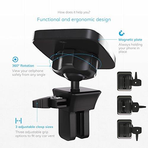 WUTEKU WUTEKU Magnetic Cell Phone Vent Holder Kit for Car - Works on All Vehicles, Phones and Tablets - Best Vent Mount - Compatible with iPhone XR, XS, 8, 7 and Galaxy S9, S8 by Pro Driver