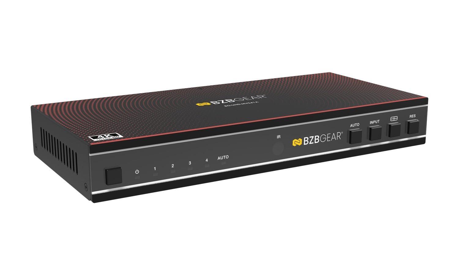 BZB GEAR 4x1 4K UHD HDMI Seamless Switcher Quad MultiViewer with Audio De-embedder