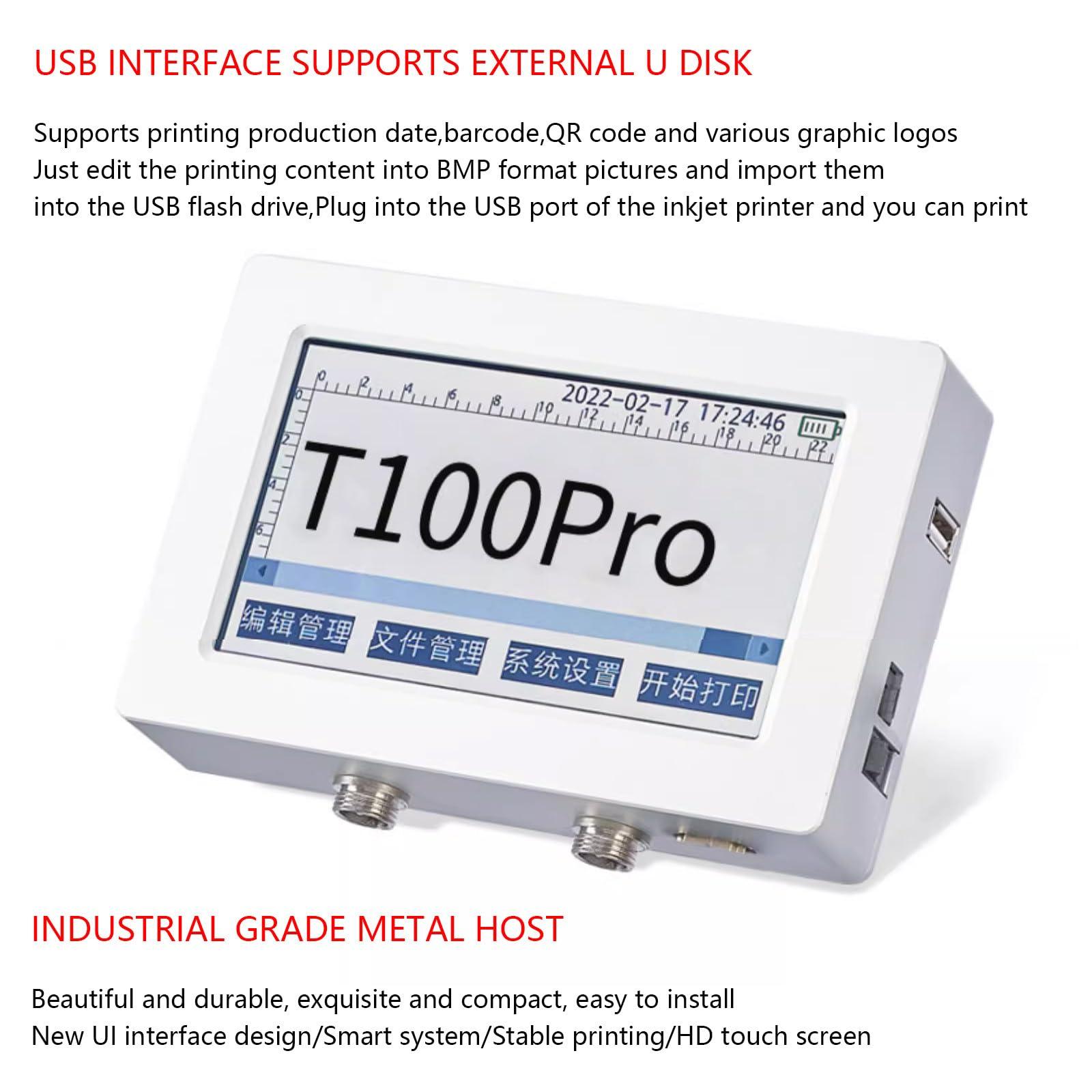 RESKIU RESKIU Online Industrial Inkjet Printer, Batch Coder Automatic Coding Inkjet Code Barcode Quick-Drying Online Batch Coding Printer for Date, Picture, Barcode, Qr Code, Label, Variable Data etc,25.4mm